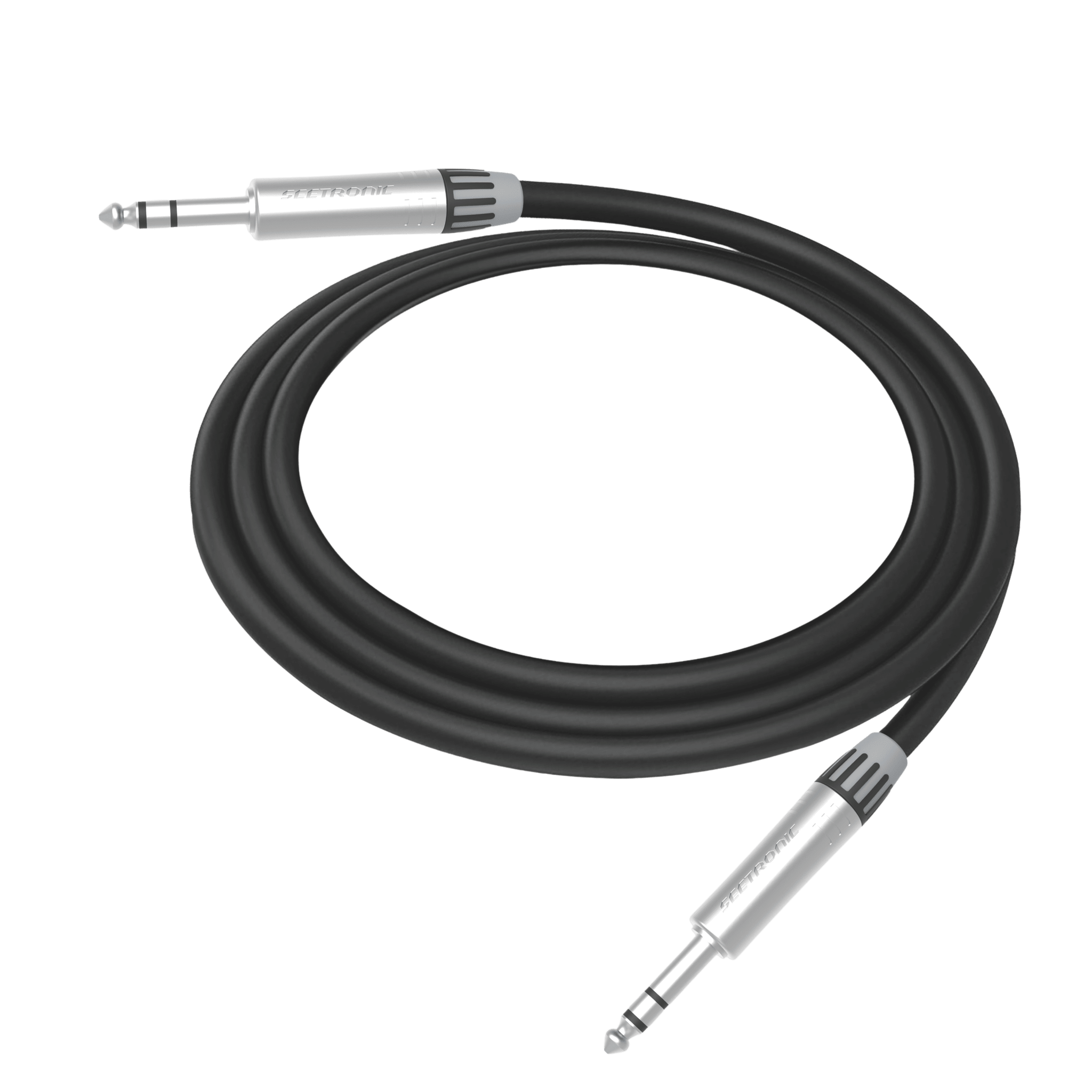 Cable de Audio | Plug 1/4 in a Plug 1/4 in Stereo | Carcasa Cromada | Conectores Seetronic | Longitud 5m