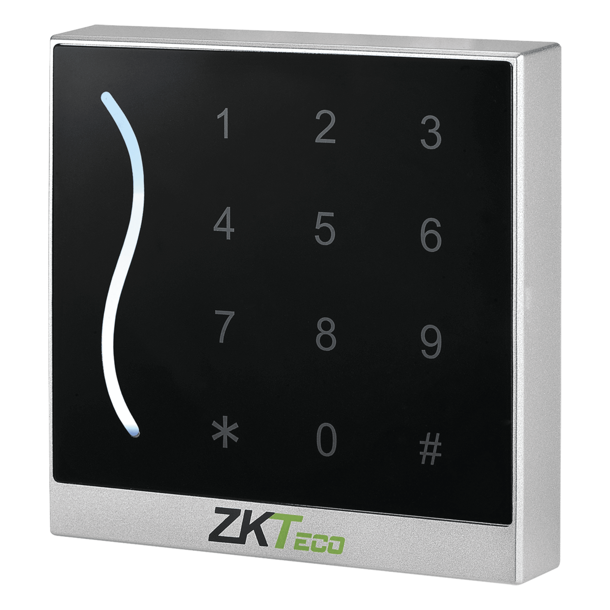 Lector de Proximidad y Teclado / 125 kHz EM / Wiegand 26/34 Bits / IP65 / Rango 5 cm / -20°C a 65°C / 2.95 x 2.95 x 0.63 pulgadas — ZKTECO · SKU PROID30-BE