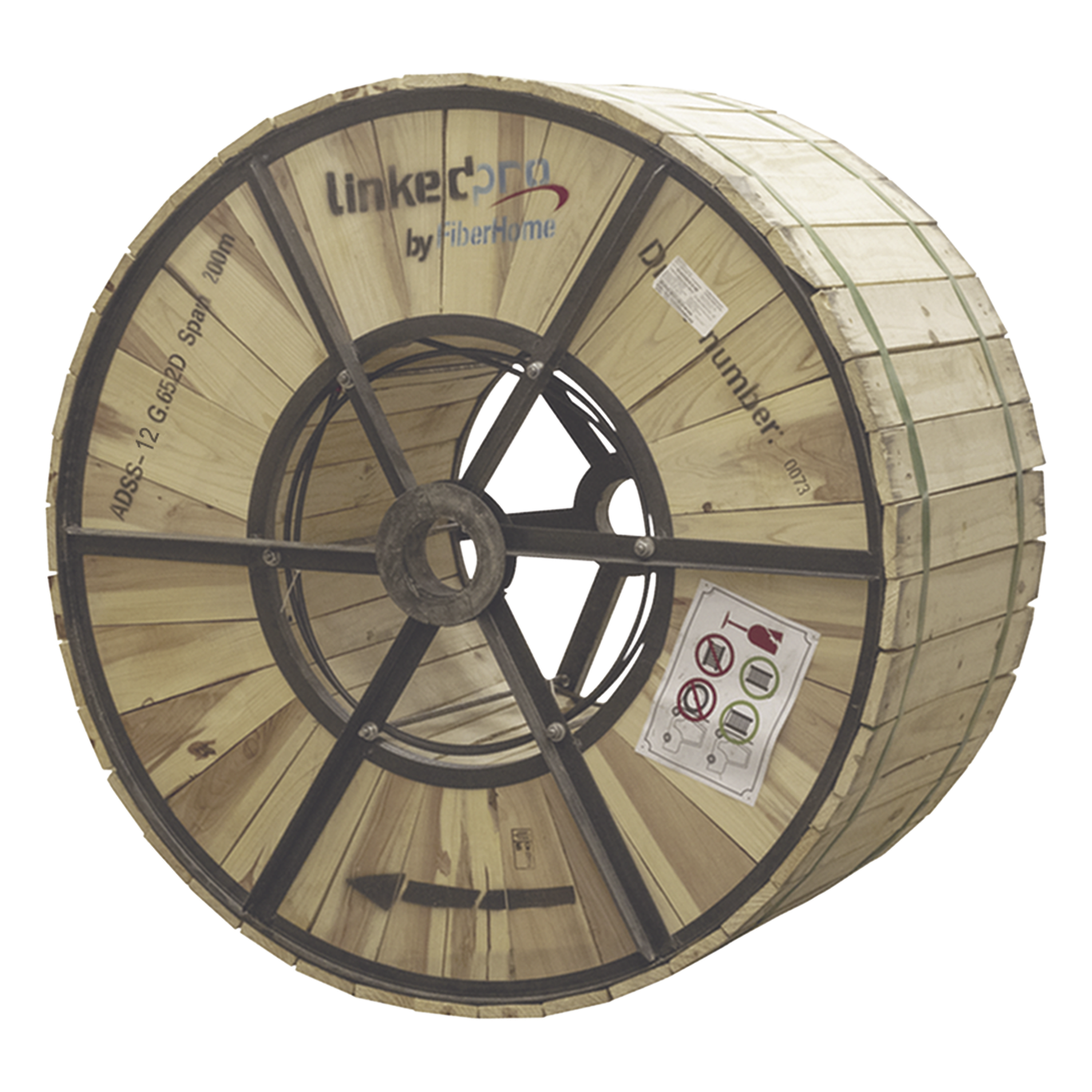Carrete de Fibra Óptica Aérea ADSS / G.652D Monomodo / 12 Hilos / 4 km / Span 200 m (656 ft) / Loose Tube / Exterior — LINKEDPRO BY FIBERHOME · SKU OC-ADSS-12C-S200/4KM