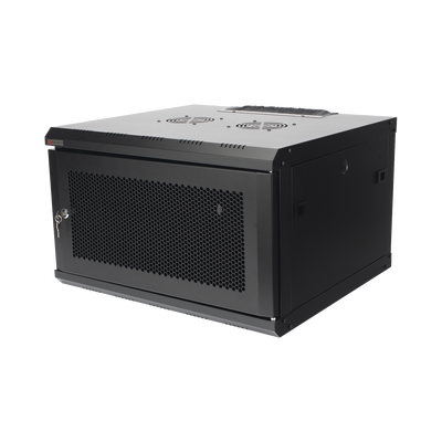 Gabinete de Pared 19 in / 6U / Profundidad 455 mm / Carga 60 kg / Puerta Perforada / 2 Ventiladores / Panel Cepillo — PRECISION · SKU PS-06-550D