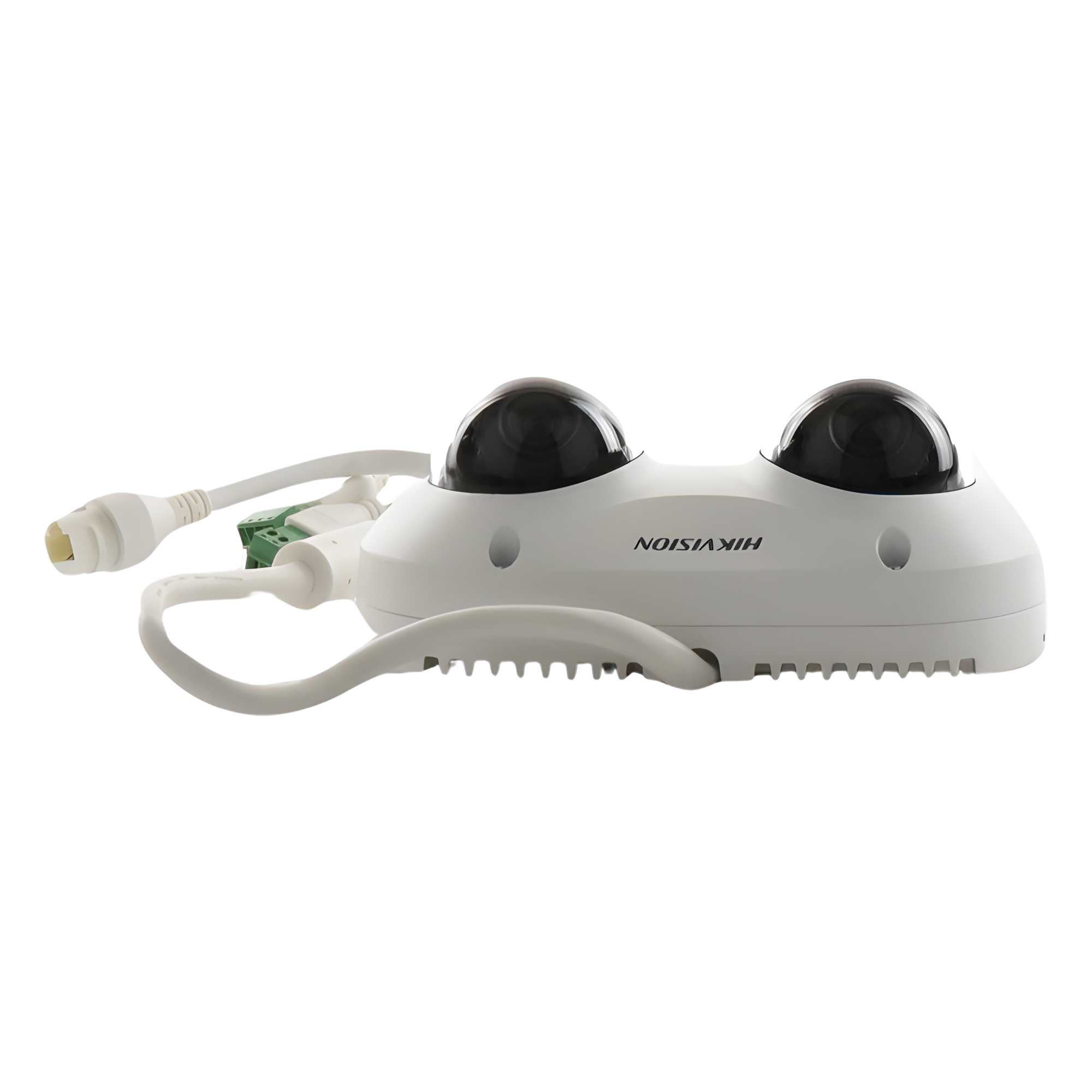 PanoVu Series / Lente Dual de 5 Megapixel / 2 Lentes Fijos de 2.8 mm / Recomendado para Pasillos o Esquinas / IP67 / IK10 / PoE / WDR 120 dB / 10 mts IR / Entrada y Salida de Audio y Alarma / MicroSD