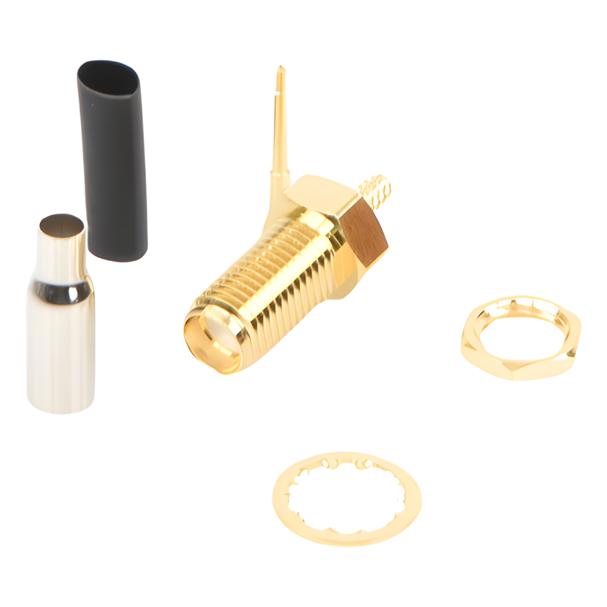 Conector SMA Hembra Inverso / Chasis D-Plano / Anillo Plegable RG-316 / Cuerpo Niquelado / Contacto Plateado