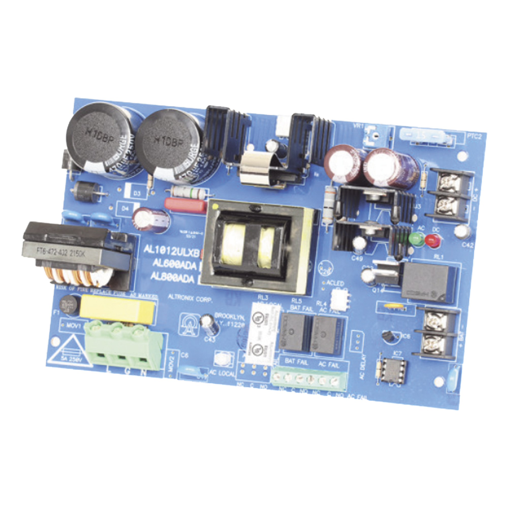 Fuente de Poder Tipo Tarjeta / 115VAC a 12VDC / 10A Continuos / Respaldo de Batería / Failover Instantáneo / Supervisión AC y Batería / UL294 — ALTRONIX · SKU AL1012ULXB