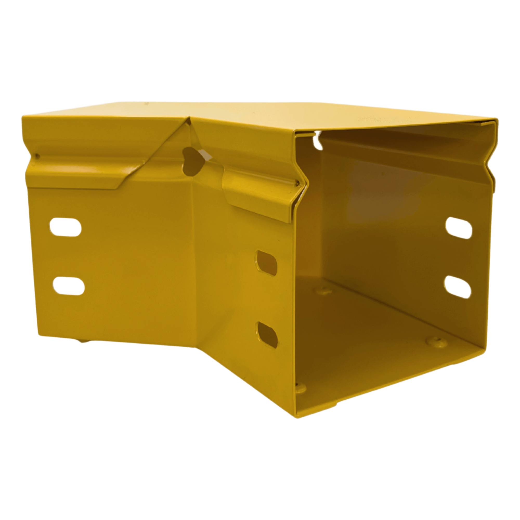 Curva Horizontal para Fibra Óptica / 45° / Aluminio 4" x 4" / Radio 8" / Epóxica Amarilla / Incluye Accesorios — CHAROFIL · SKU CHFBC454X4R8EPK