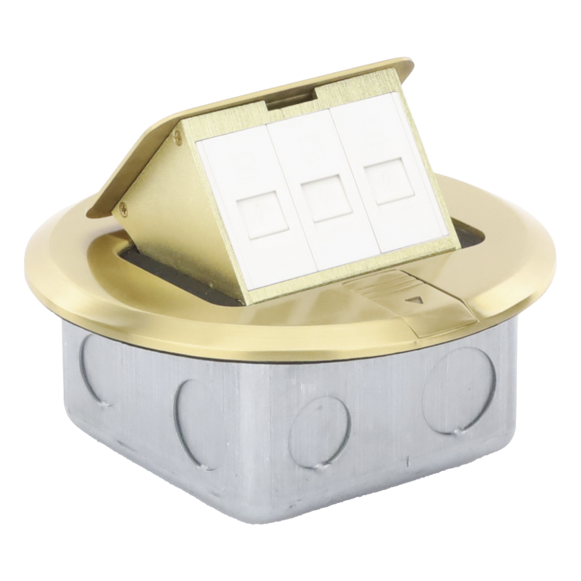 Mini Caja de Piso Redonda / Bronce / 3 Puertos / 0.829 kg / Voz y Datos / Keystone — THORSMAN · SKU TH-MCPD-B