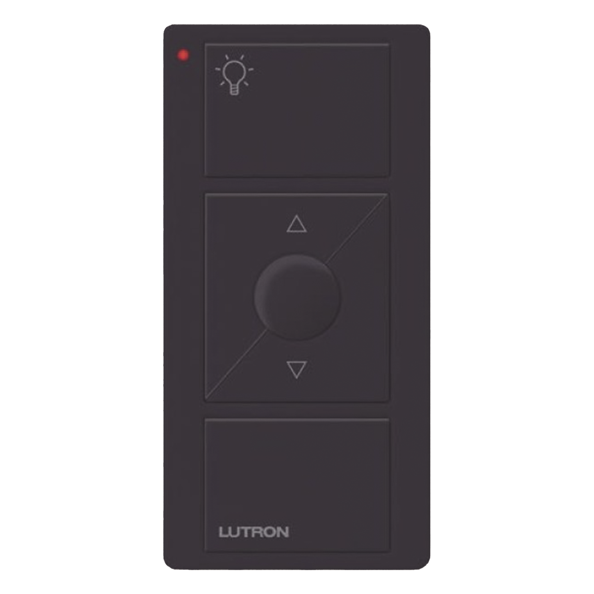 Control Inalámbrico de Iluminación / 3 Botones con Subir y Bajar / Alcance 18 m (59.1 ft) / RF 431-437 MHz / Batería 10 Años / Negro Brillante — LUTRON ELECTRONICS · SKU PJ23BRLGBLL01