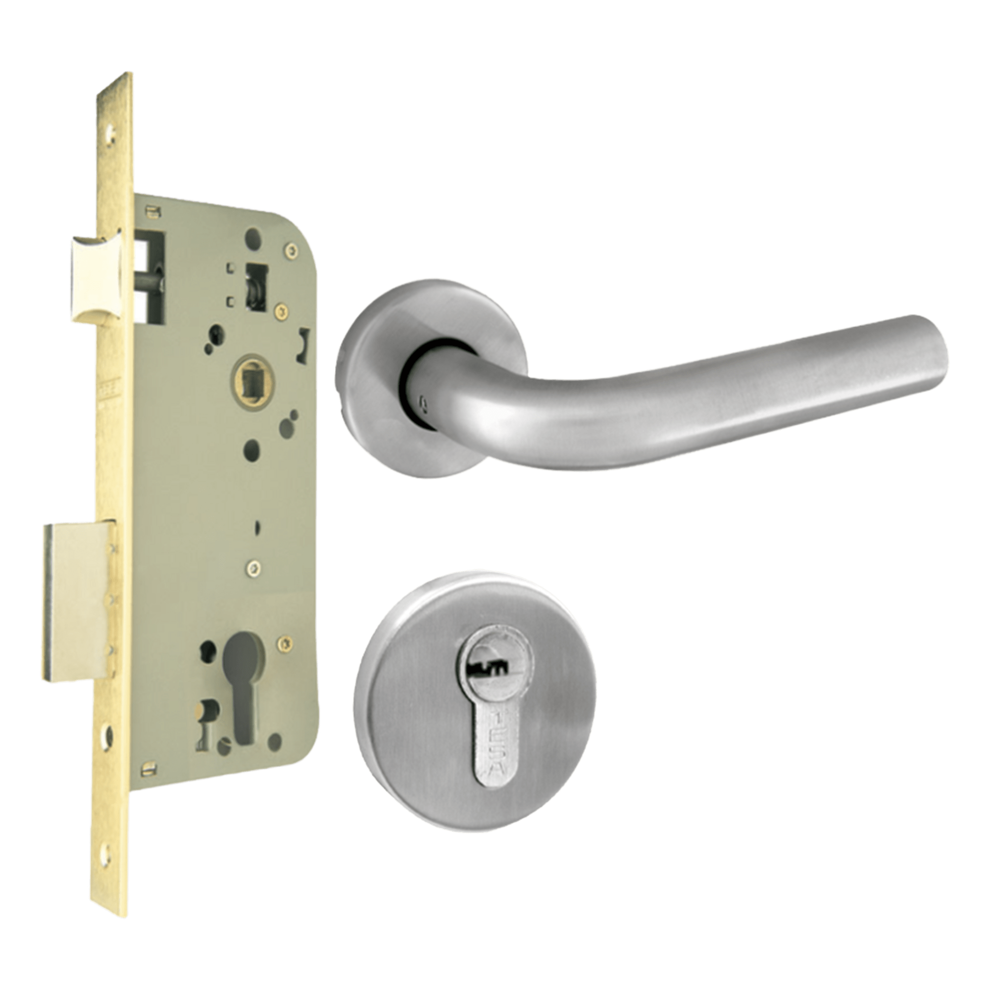 Kit de Manija y Mecanismo para Puerta / Acero Inoxidable / Puertas 35-45 mm / ANSI Grado 2 / 600,000 Ciclos / Cilindro 35 x 35 mm — ASSA ABLOY · SKU 85208