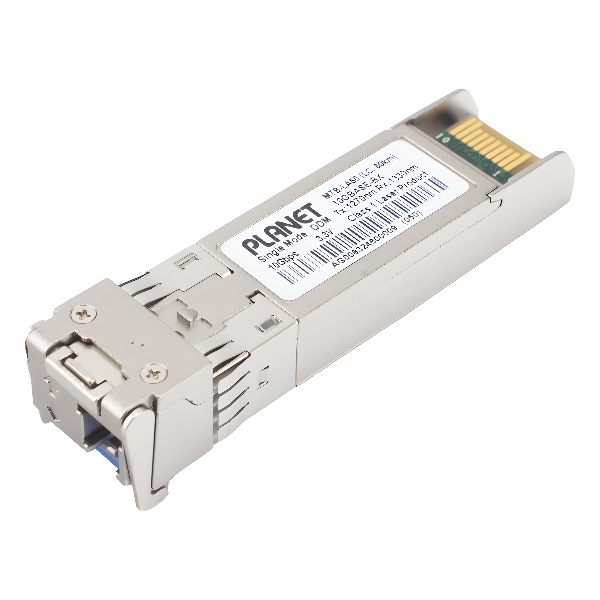 Transceptor WDM mini-GBIC SFP+ 10G / LC / Mono Modo 60 km (197 pies) / TX 1270nm RX 1330nm — PLANET · SKU MTB-LA60