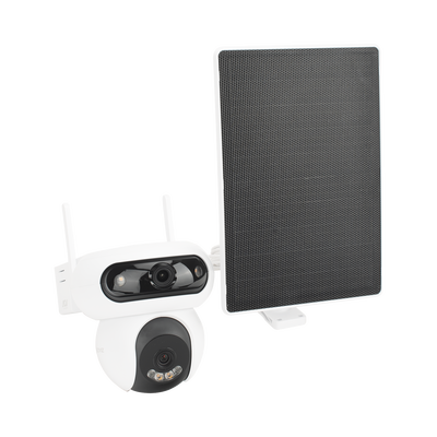 Cámara IP Solar / Doble Lente 4MP+4MP / Wi-Fi 6 / 4G LTE / Batería 10,400 mAh / Panel Solar 8W / IP65