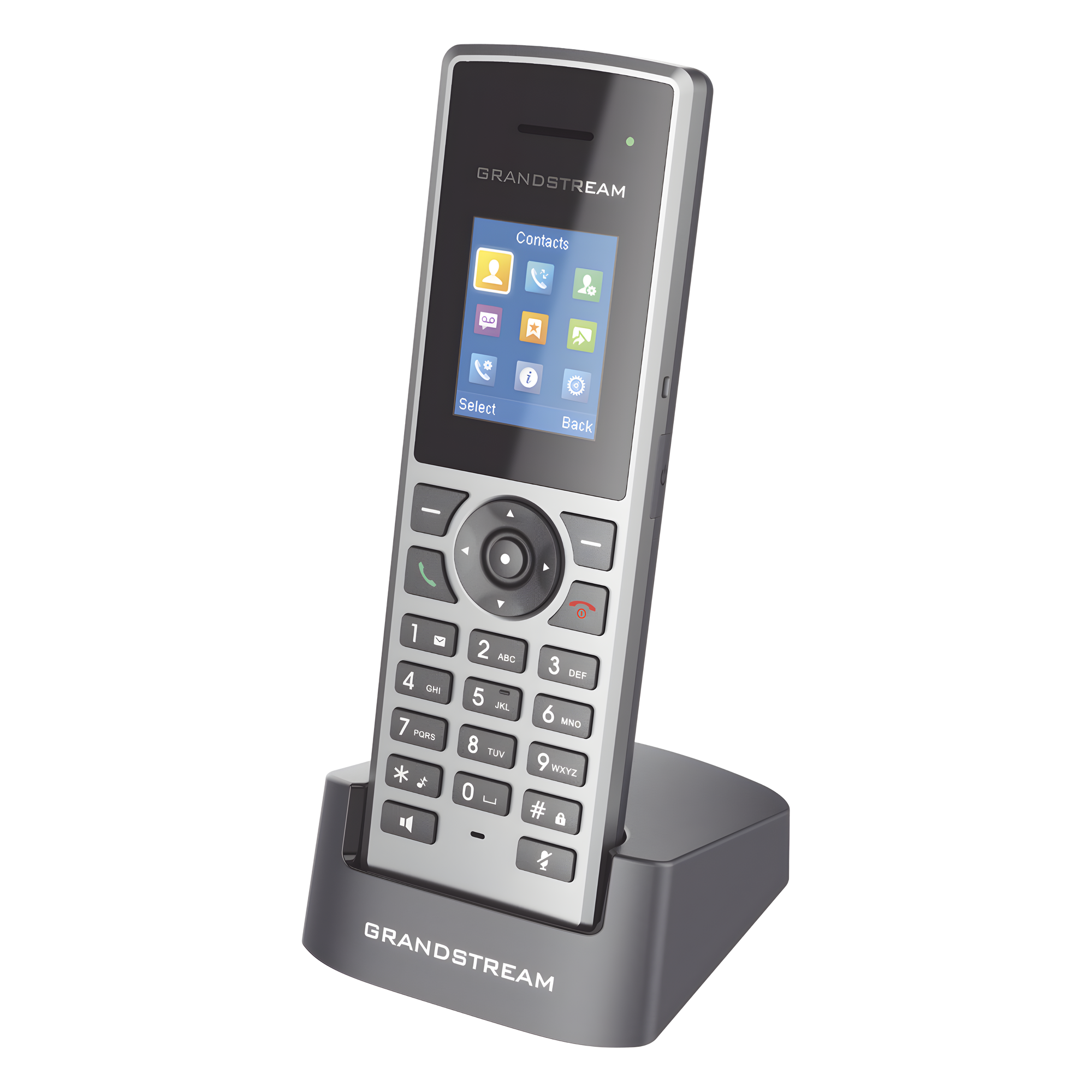 Teléfono IP Inalámbrico DECT / Alcance 350 m (1148.3 ft) Exterior / 10 Cuentas SIP / 20 Horas Conversación / Pantalla Color 1.8 Pulgadas / Audio Full HD — GRANDSTREAM · SKU DP-722