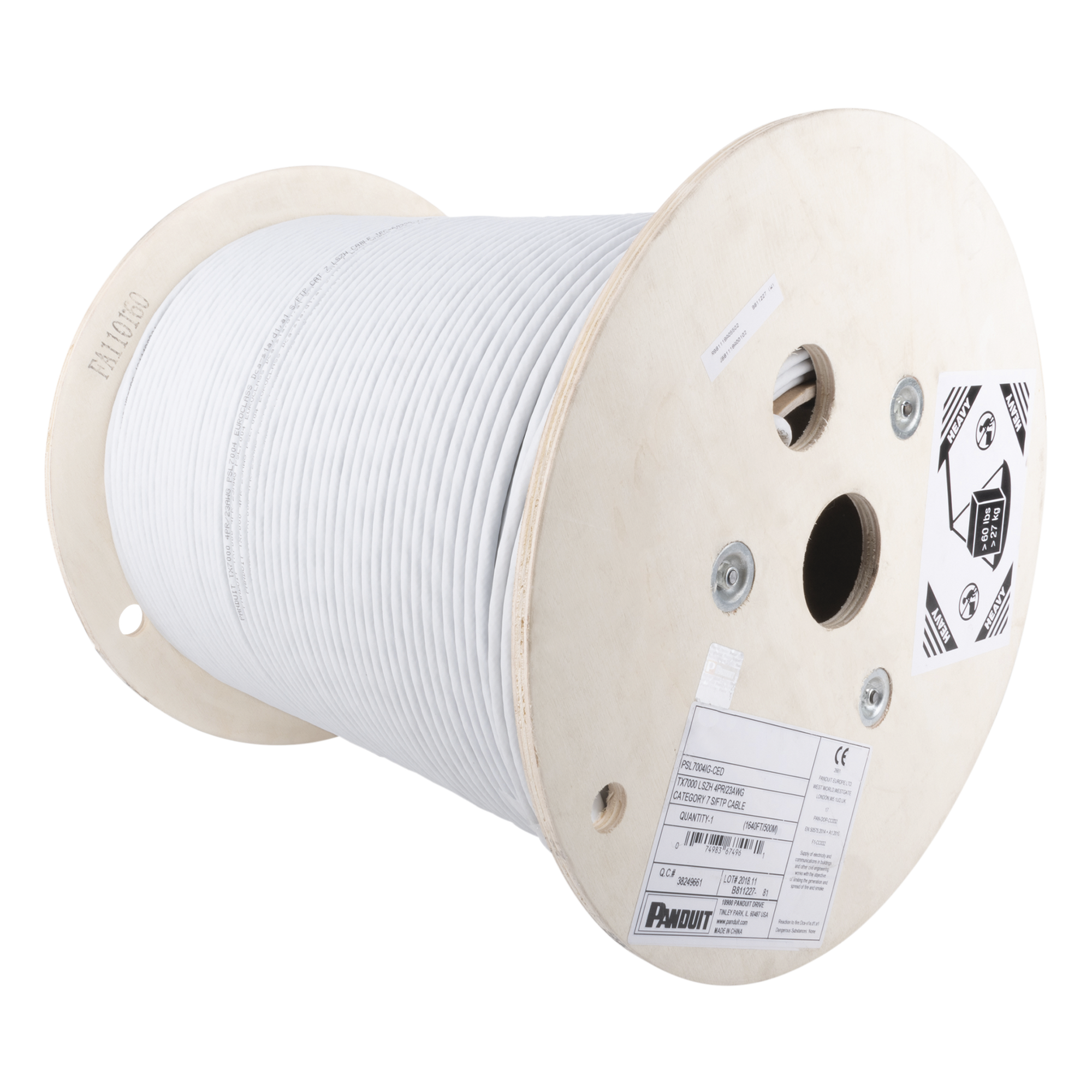 Bobina de Cable S/FTP / Cat7 / 4 Pares / 23 AWG / LSZH / 500 m (1640 pies) / Gris — PANDUIT · SKU PSL7004IG-CED