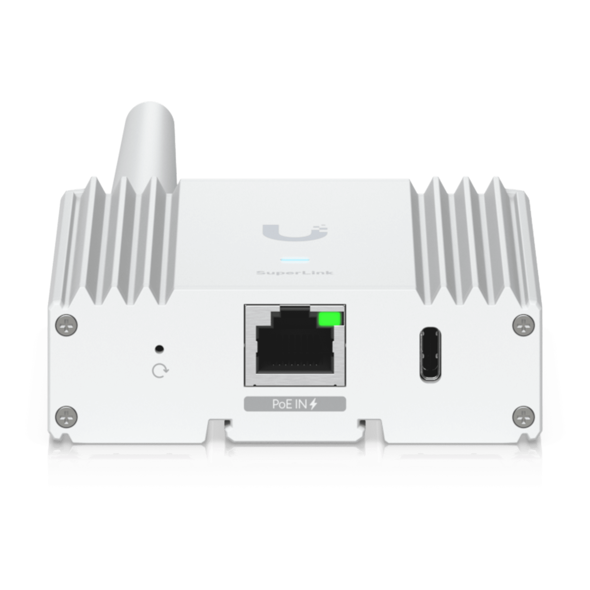 Gateway SuperLink / Alcance 2 km (1.2 mi) / 96 Clientes / Bluetooth 5.2 / PoE o USB-C / Montaje Pared o Riel DIN