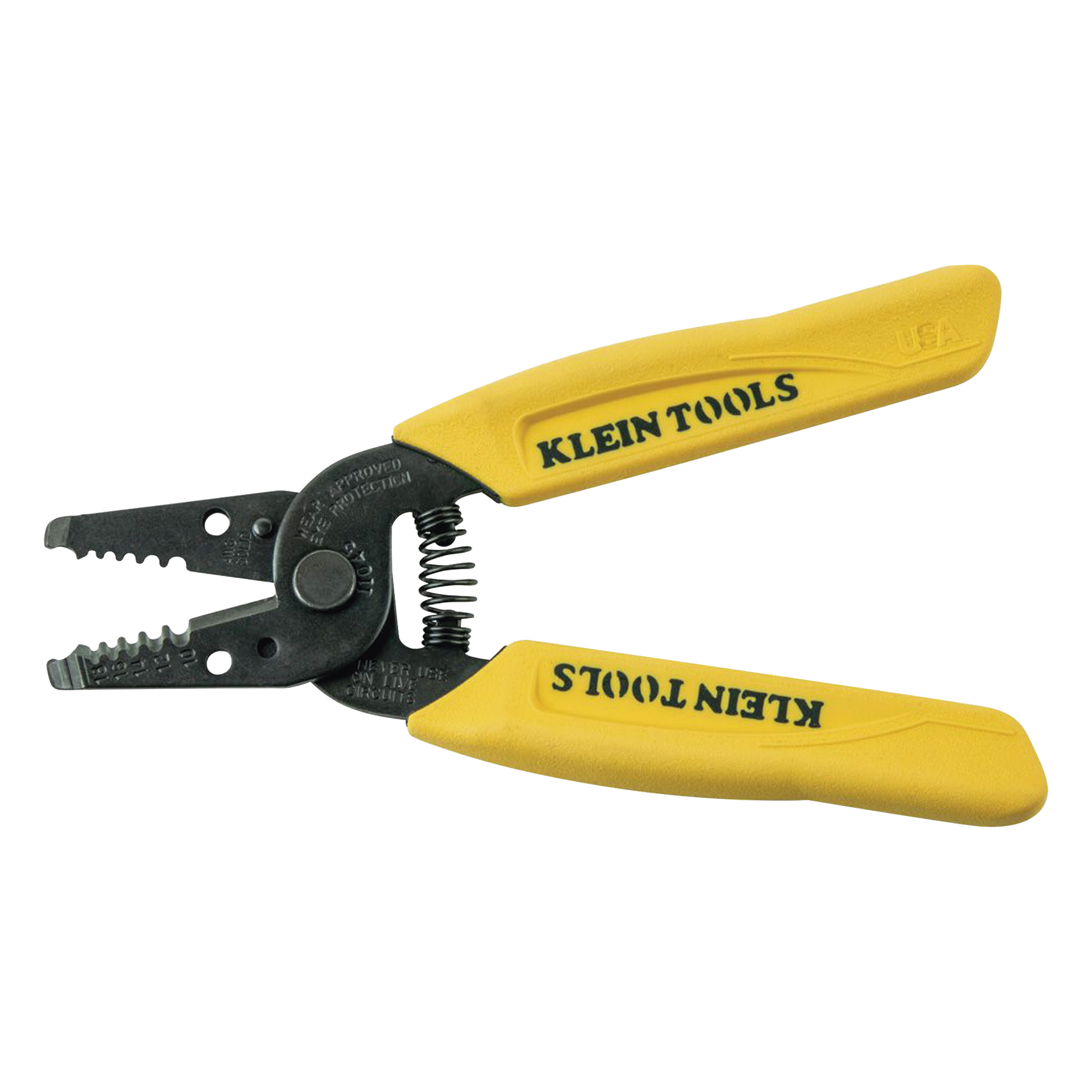 Pinza peladora y cortadora / Cable sólido AWG 10-18 / Accionamiento de resorte / Mangos codificados por color — KLEIN TOOLS · SKU 11045