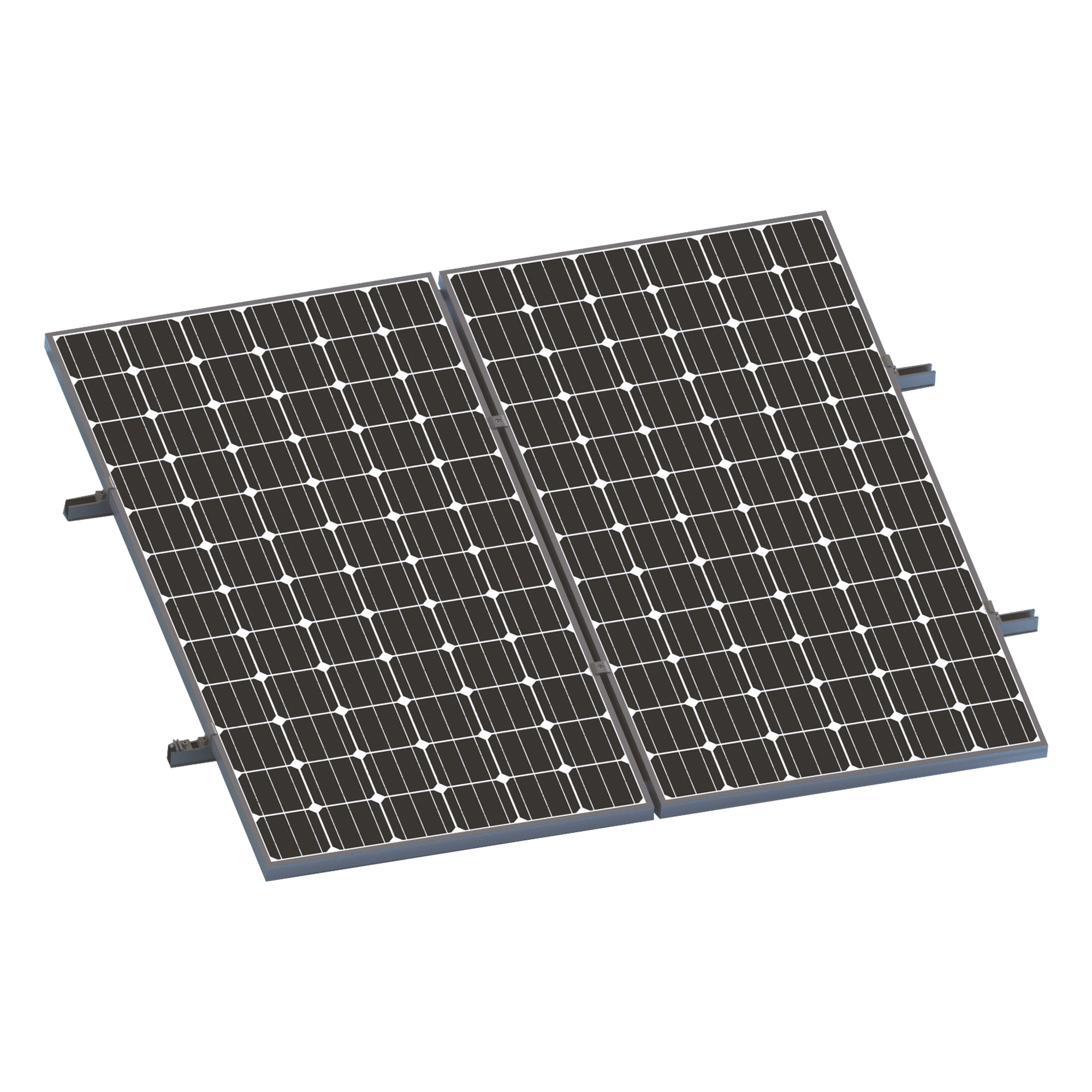 Kit de Minirieles para Panel Solar / Arreglo 1x2 / Aluminio Anodizado / Módulos 35 mm / Instalación en Lámina — EPCOM POWERLINE · SKU VEKTORMINIKIT1X2