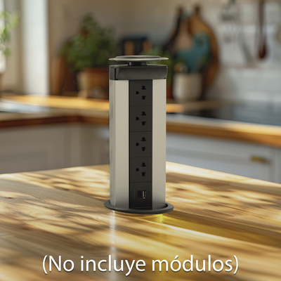 Teleblock Simon K45 para Voz, Datos, Multimedia o Contactos Eléctricos / Capacidad para 5 Módulos K45 / Apertura Automática con Tapa Abatible / Instalación en Mobiliario de Oficina o Comercial / (KTLE205CY)