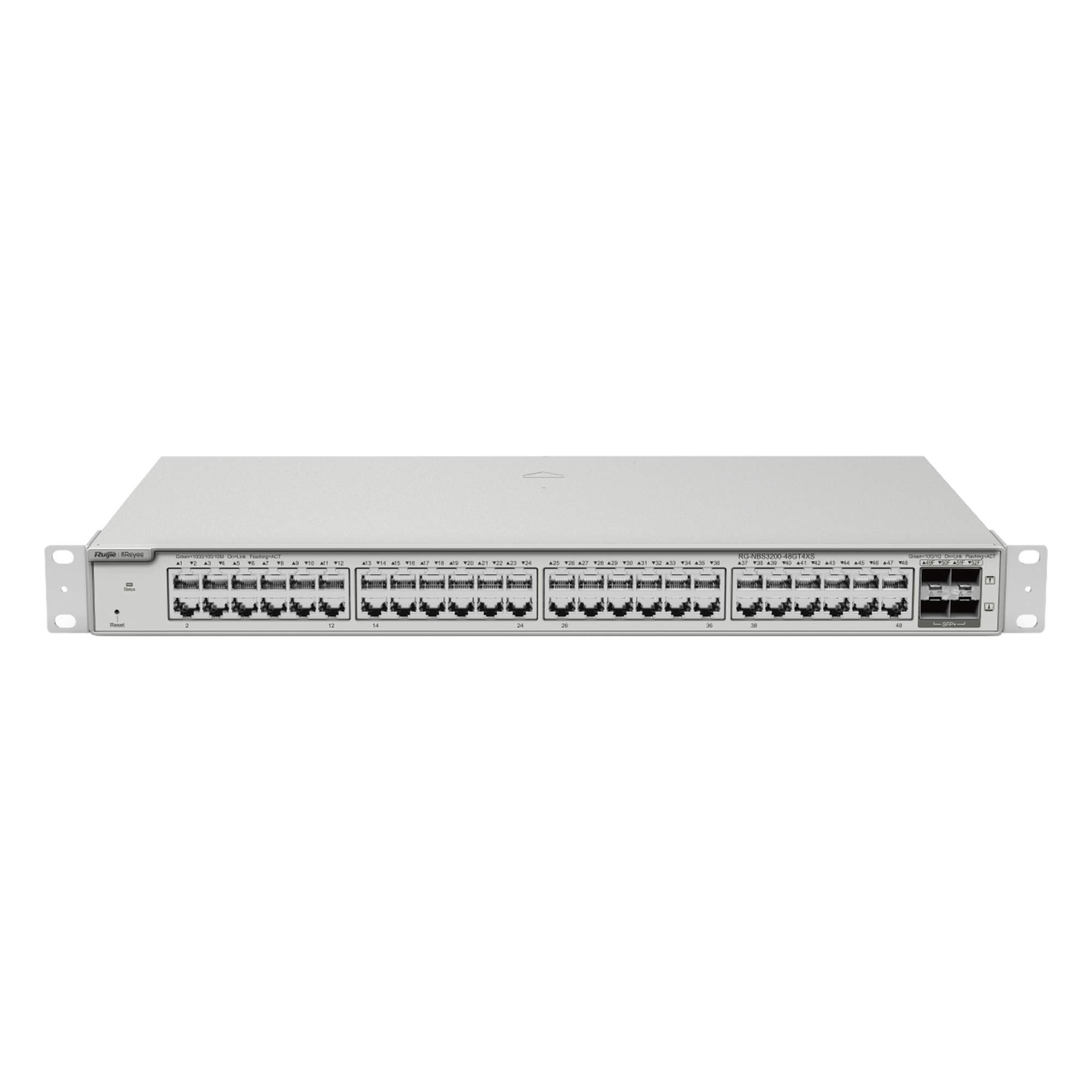 Switch Administrable Capa 2+ / 48 Puertos Gigabit / 4 SFP+ 10Gb / Conmutación 176 Gb/s / Gestión en la Nube — RUIJIE · SKU RG-NBS3200-48GT4XS