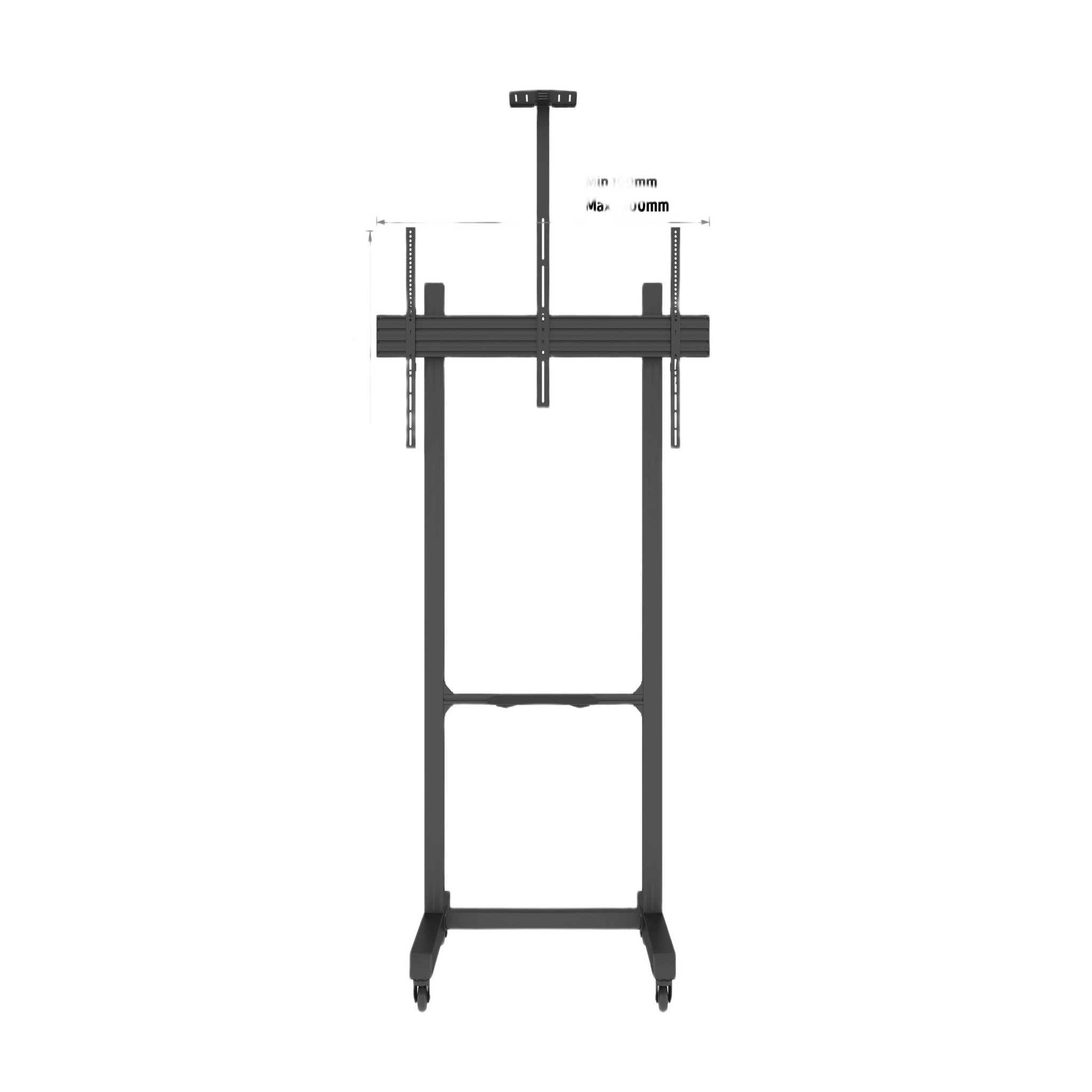Montaje de Piso Móvil para Pantallas de  65 in a 100 in | vesa 100 x 100 hasta 1000 x 600 | carga maxima soportada 120kg| Fabricado en aluminio y acero