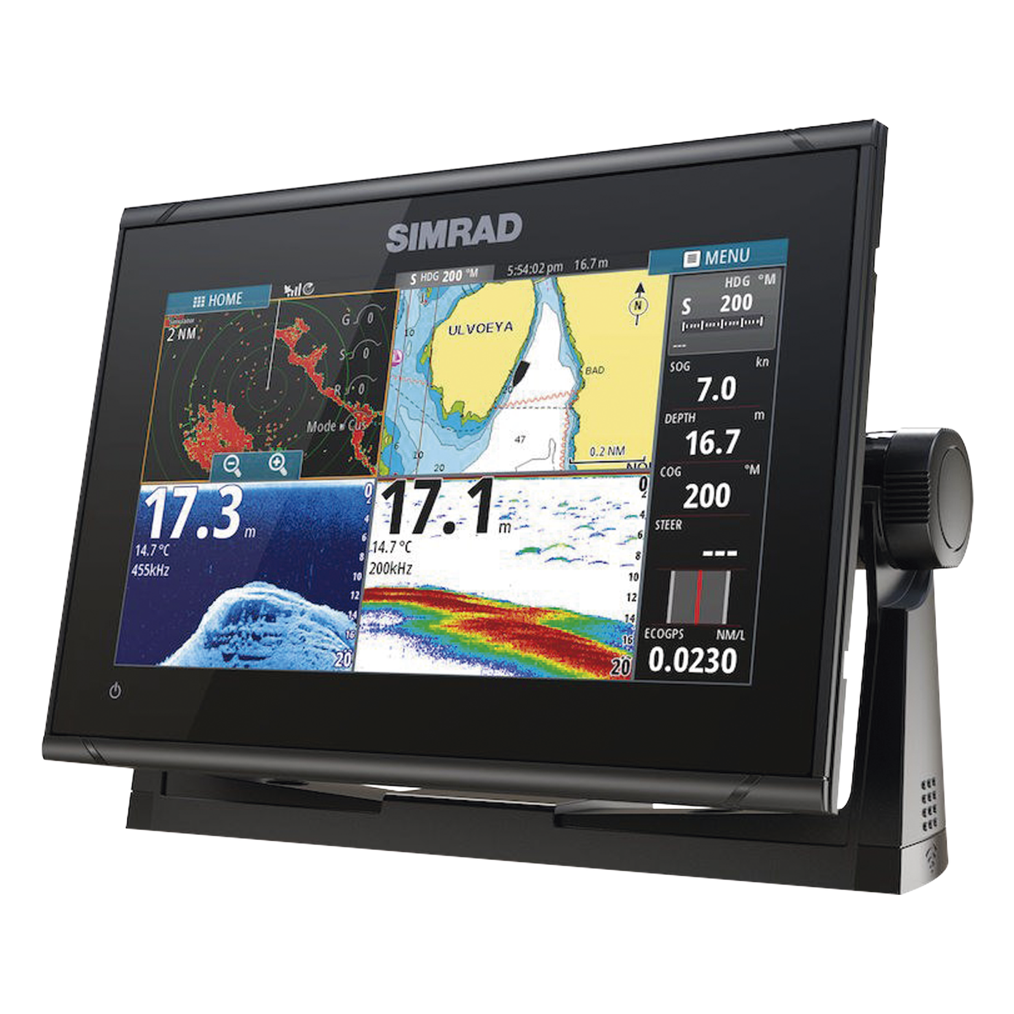 Plotter GPS / Pantalla Táctil 9" / Active Imaging 3 en 1 / Sonar CHIRP con SideScan y DownScan / Radar Halo 360° en 1 s / NMEA 2000 / Wi-Fi / Integración Piloto Automático y Audio