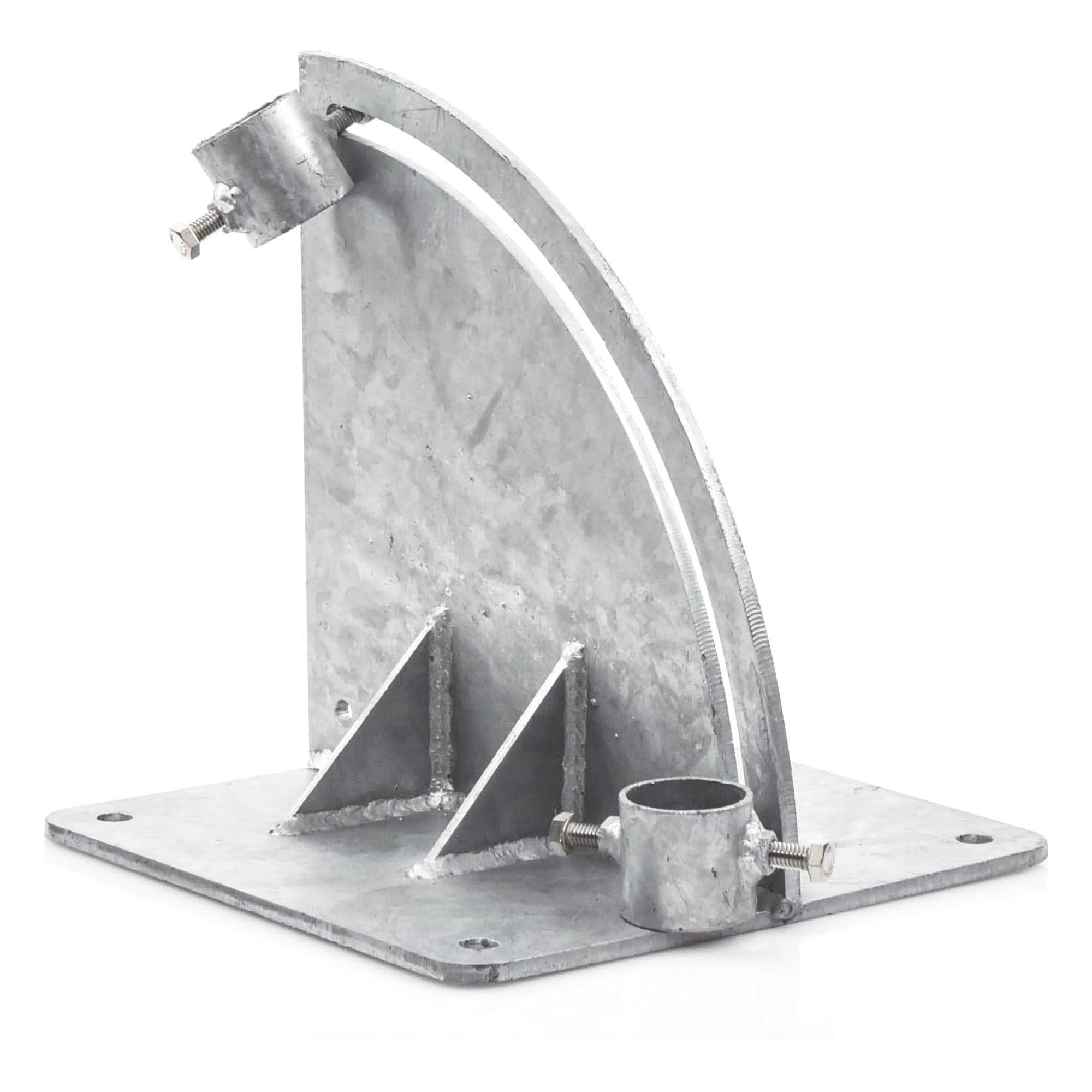 Base para Mástil con Ajuste de Ángulo / Acero Galvanizado en Caliente / Mástil 1" a 1-3/4" / Inclinación 0° a 60° / Tolerancia ±5 cm
