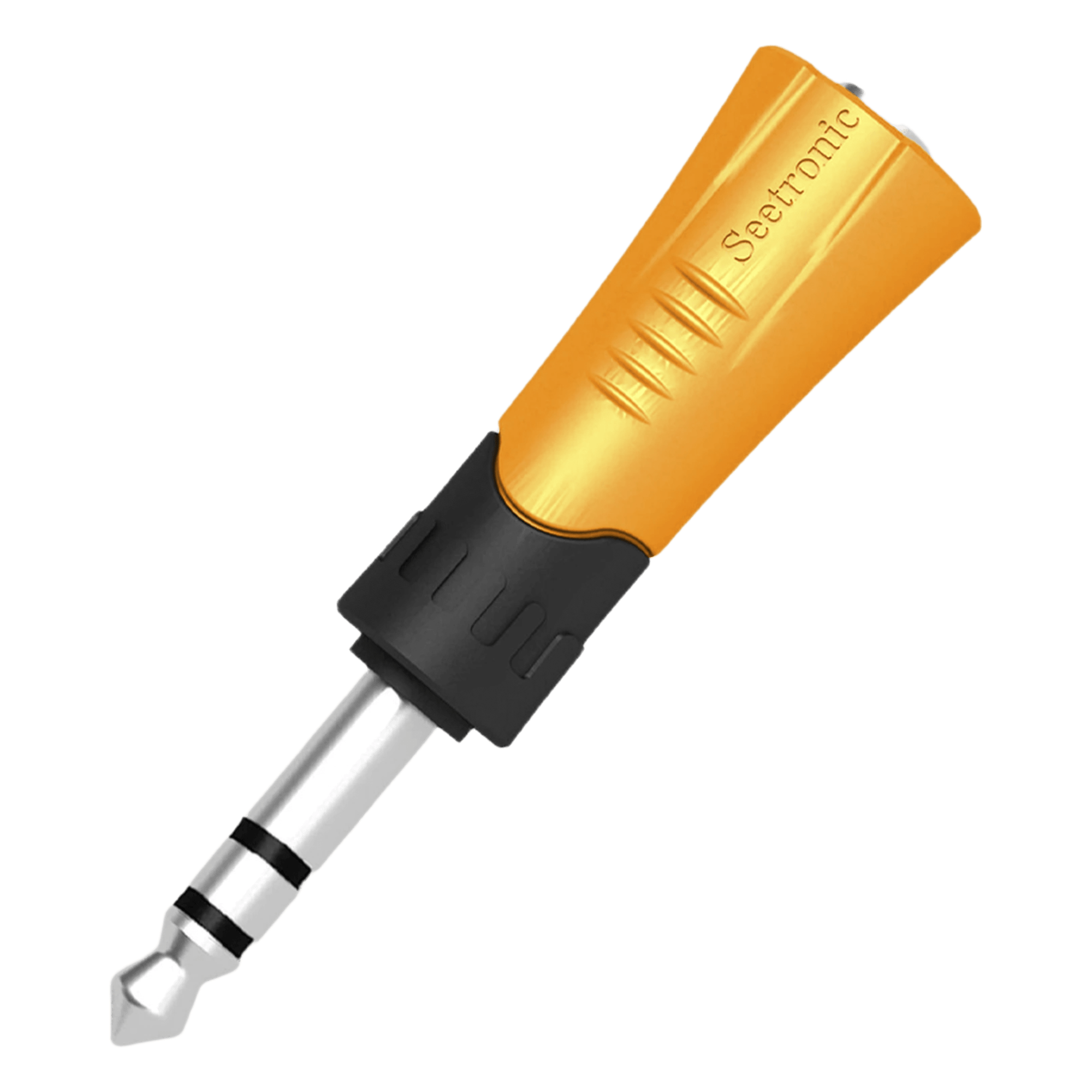 Adaptador de Audio Estéreo / 1/4" (6.35 mm) a Jack 3.5 mm / Carcasa Plástica Resistente — SEETRONIC · SKU MP3-MJF