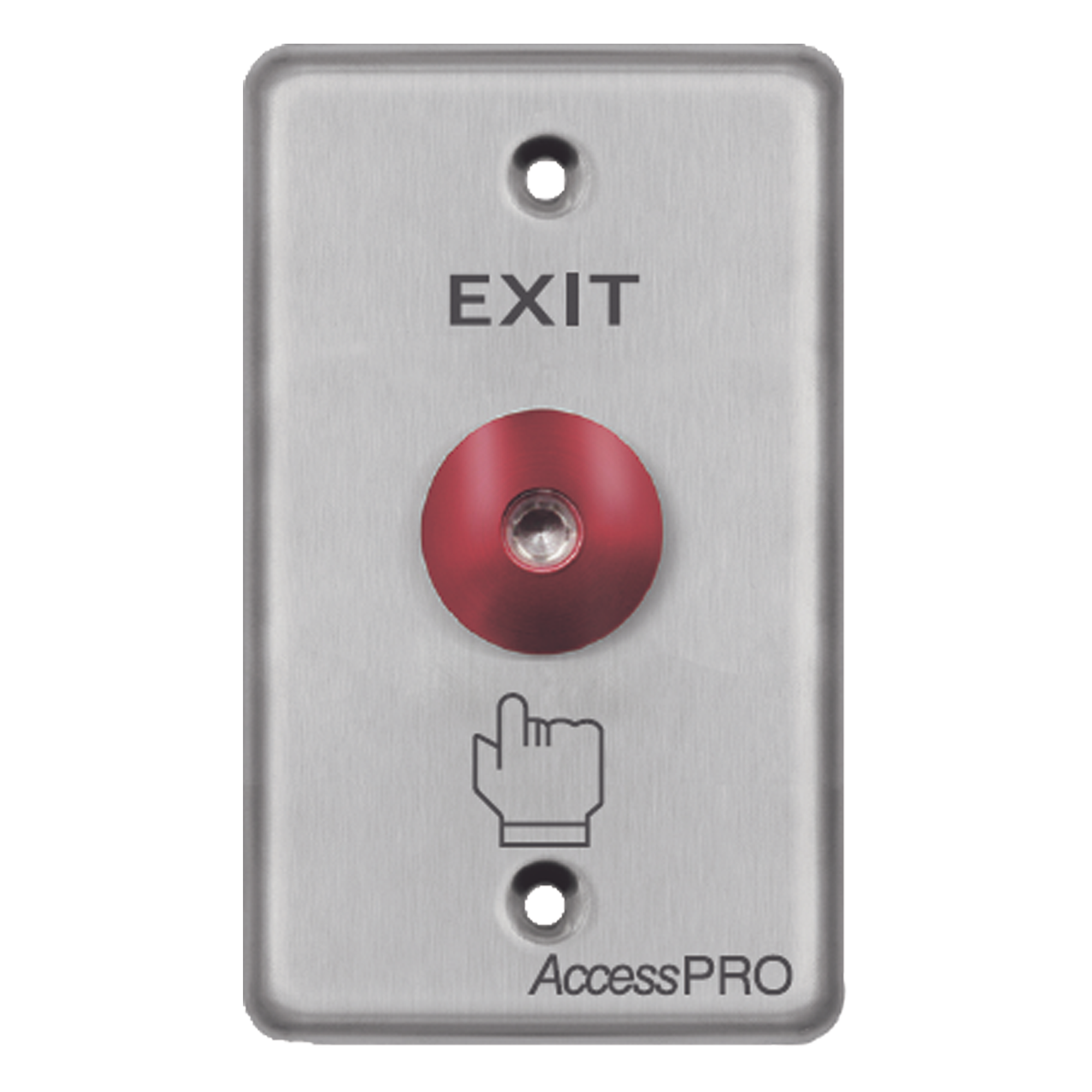 Botón de Parada de Emergencia / Contacto NO/NC / LED 12 VCC / Acero Inoxidable / Ø 16 mm / Placa 115 x 70 x 32 mm — ACCESSPRO · SKU APBRRLC