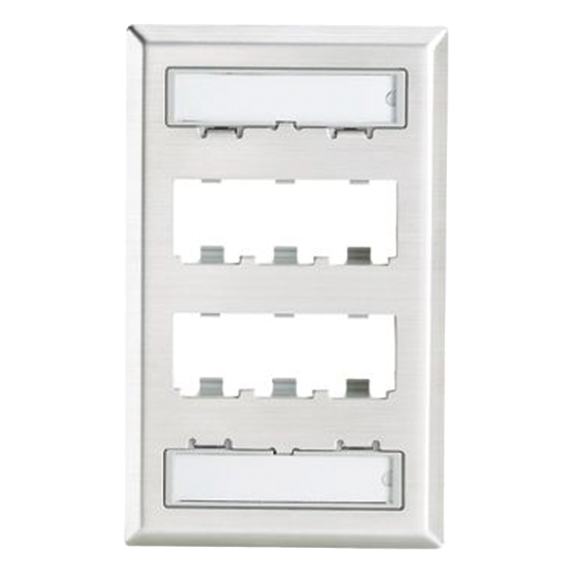 Placa de Pared Vertical / 6 Puertos Mini-Com / Acero Inoxidable Grado 304 / 69.8 x 114.3 mm / 2.75 x 4.5 in — PANDUIT · SKU CFPL6SY