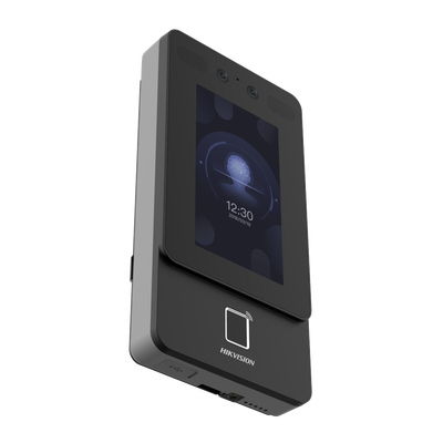 Terminal Min Moe PoE & WiFi de Reconocimiento Facial y Huella con Lector MIFARE / Exterior IP65  / Hasta 1.5 mts en Lectura de Rostro / Soporta P2P / 1,500 Rostros / 3,000 Huellas / Salida 12 Vcd para Chapa / PoE / SIP Estandar / HIK-IA