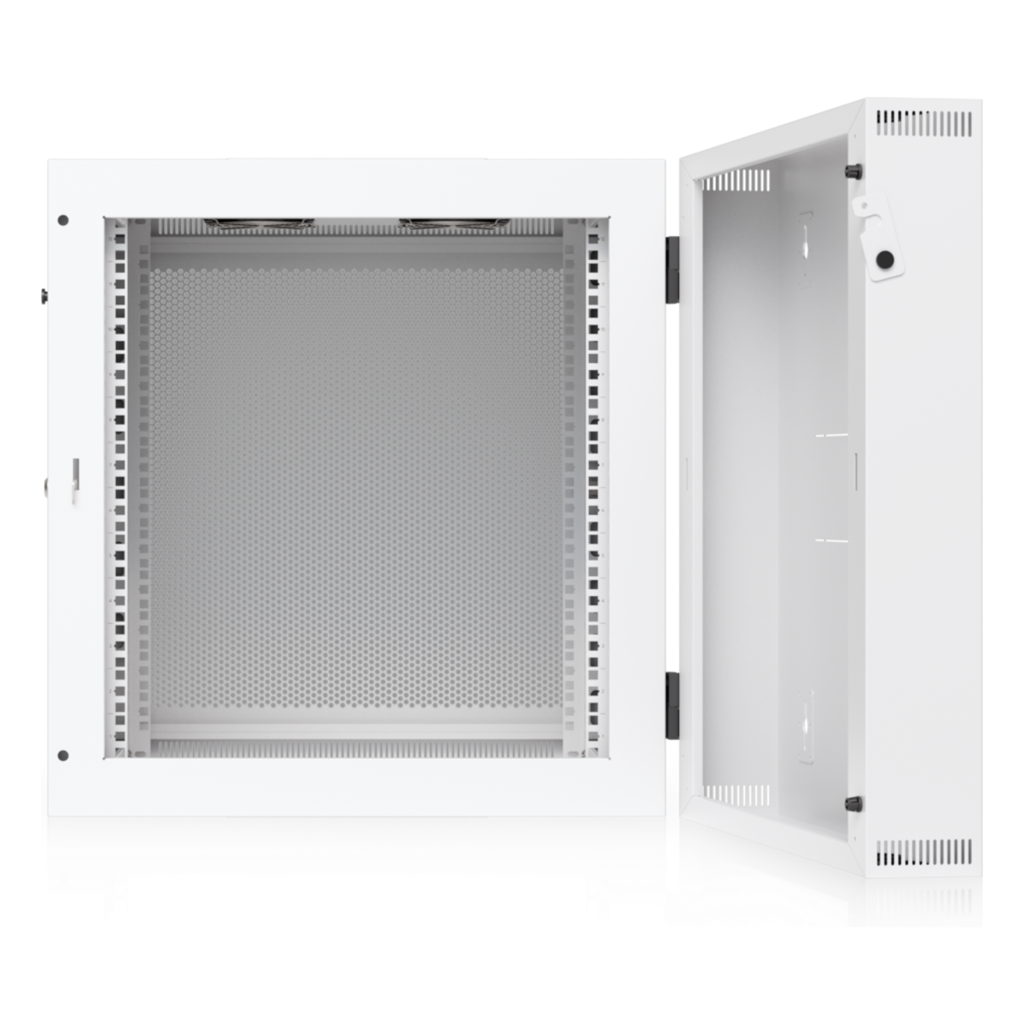 Gabinete Rack 12U / Montaje Pared / Puerta Trasera Abatible / Profundidad Ajustable 434-559 mm / Acero SPCC / 600 x 703 mm (23.6 x 27.6')