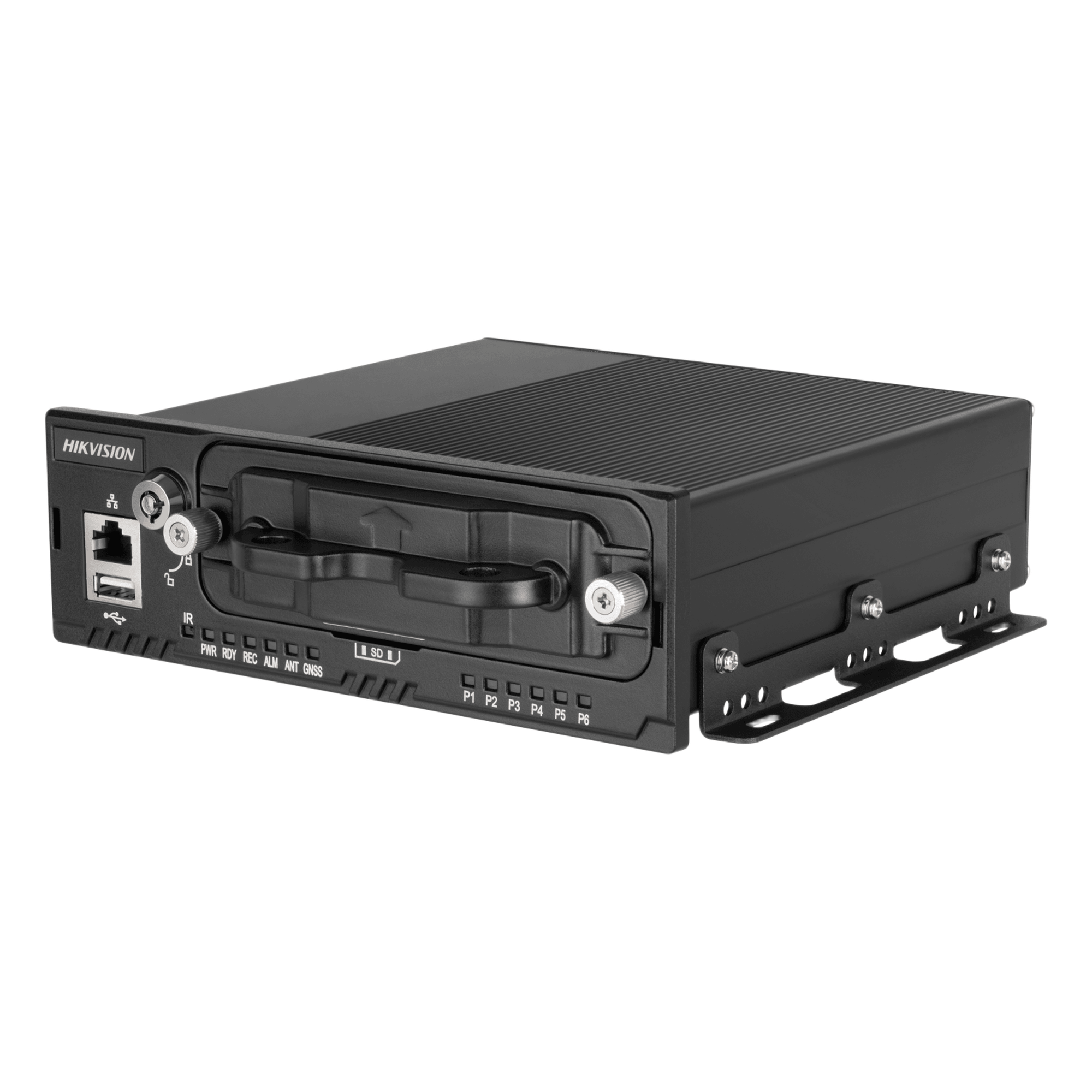 NVR Móvil / 8 Canales / 5 Megapixel / 4 Puertos PoE + 4 Vía Switch / 2 Bahías HDD / GPS Integrado / Conector M12 / 9-36 VCC — HIKVISION · SKU AE-MN5043(M12)