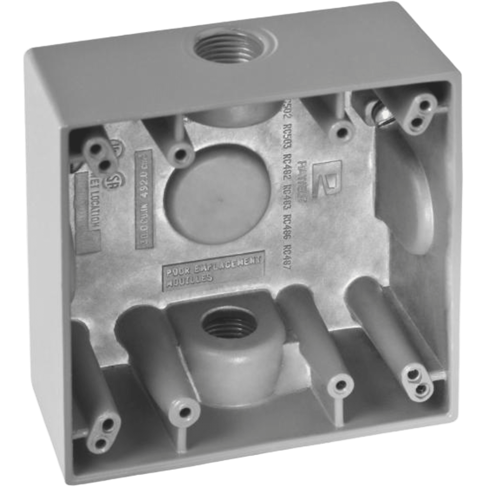 Caja Cuadra de 1/2" a Prueba de  Intemperie/ Cuenta con 2 salidas.