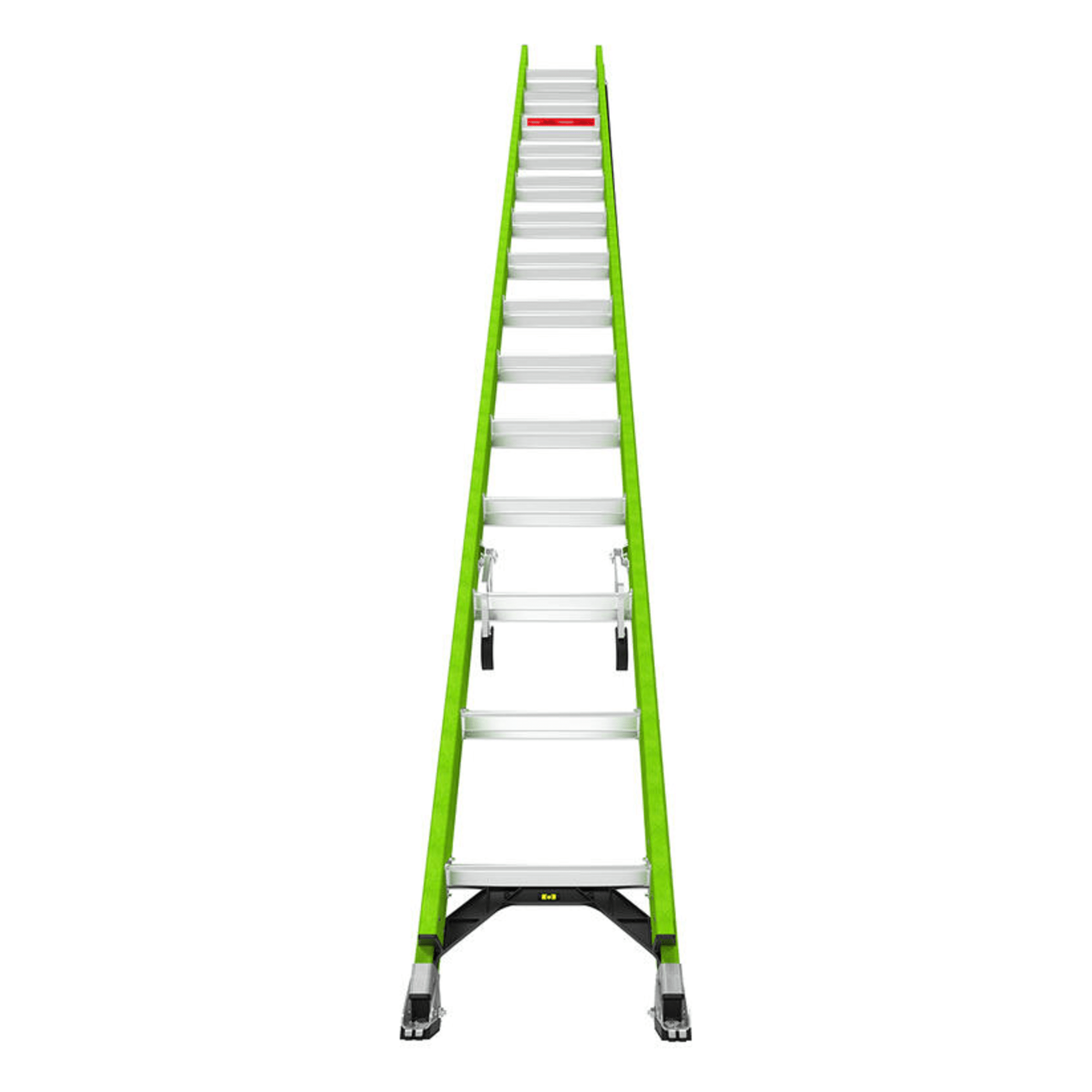 Escalera de Extensión / Aluminio + Fibra de Vidrio / 8.5 m (27.9 ft) / Capacidad 136 kg / Peso 24.31 kg / Escalones Antifatiga / Sistema de Polea Reducido