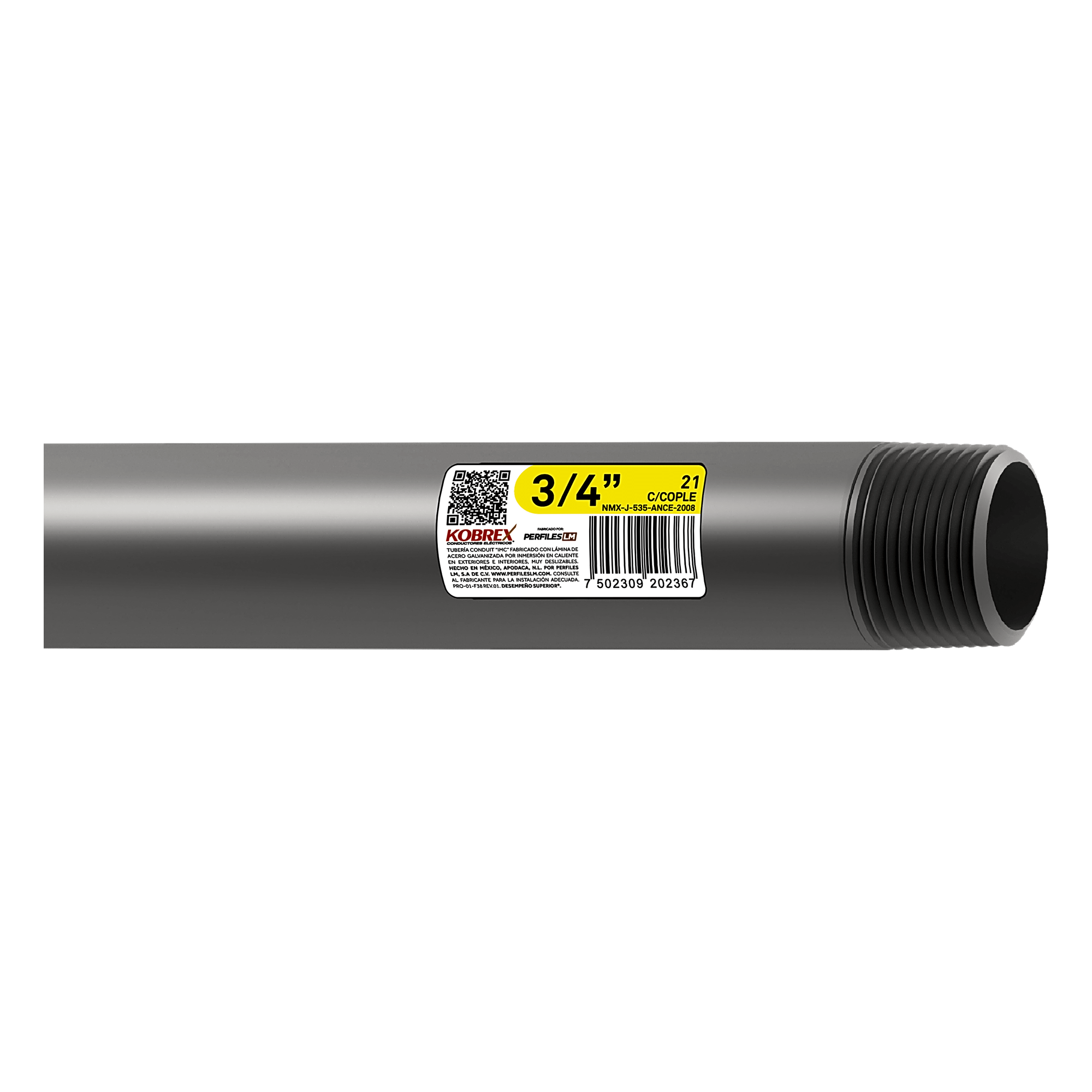 Tubo Conduit Pared Gruesa / 1 Pulgada / 3 m (9.84 ft) / Zinc Interior y Exterior / Inmersión en Caliente / NMX-J-535-ANCE — KOBREX · SKU KIMC-100