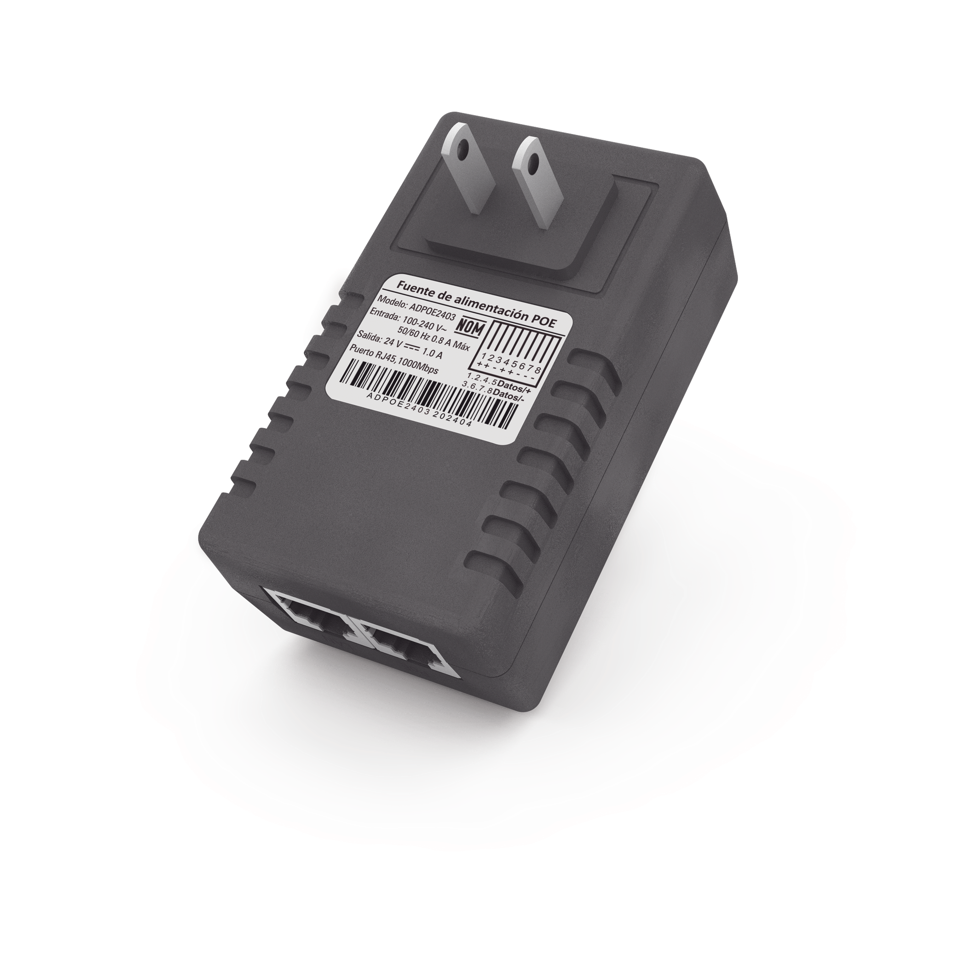 Adaptador de pared / Inyector PoE / 24 Vcc / 1 A / Controlado por chip IC / Protección contra OV, OC, SC, UV/  Fácil de instalar