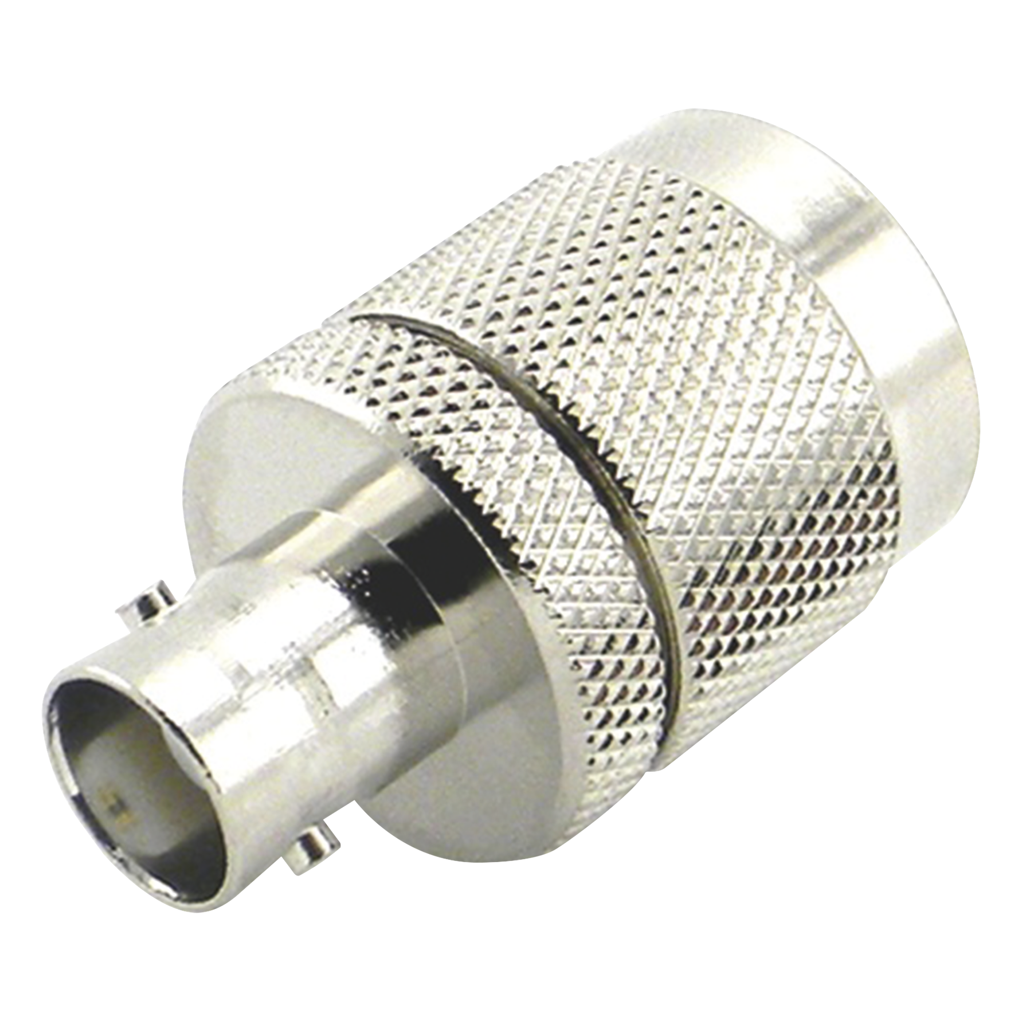 Adaptador de Conector RF / N Macho a BNC Hembra / Montaje en Línea / Cuerpo Bronce Plateado / Contacto Oro / Aislante Teflón