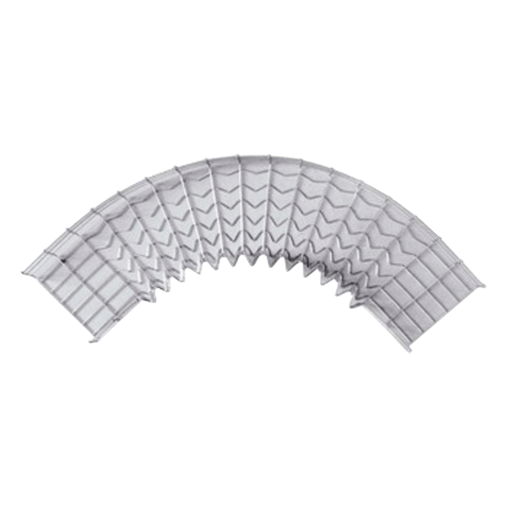 Curva Prefabricada Horizontal / 90° / Peralte 54 mm / Ancho 200 mm / Acabado Electrozincado 15-20 micras / Diseño Modular — CHAROFIL · SKU CH-C90-54/200EZ