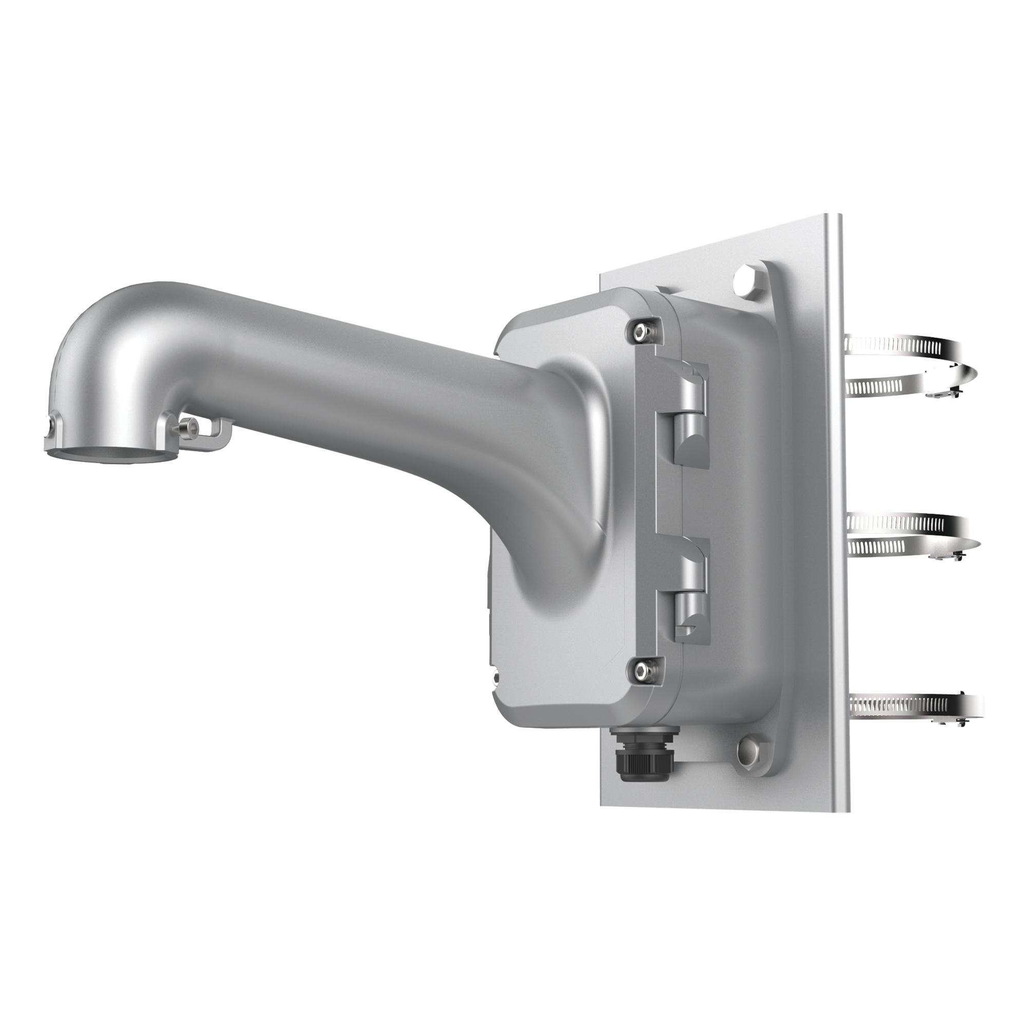 Soporte de Montaje para Domo PTZ / Poste Vertical con Caja de Conexión / Ajustable 80-200 mm / Carga Máxima 10 kg (22 lb) / Aluminio y Acero — HIKVISION · SKU DS-1604ZJ-BOX-POLE-P