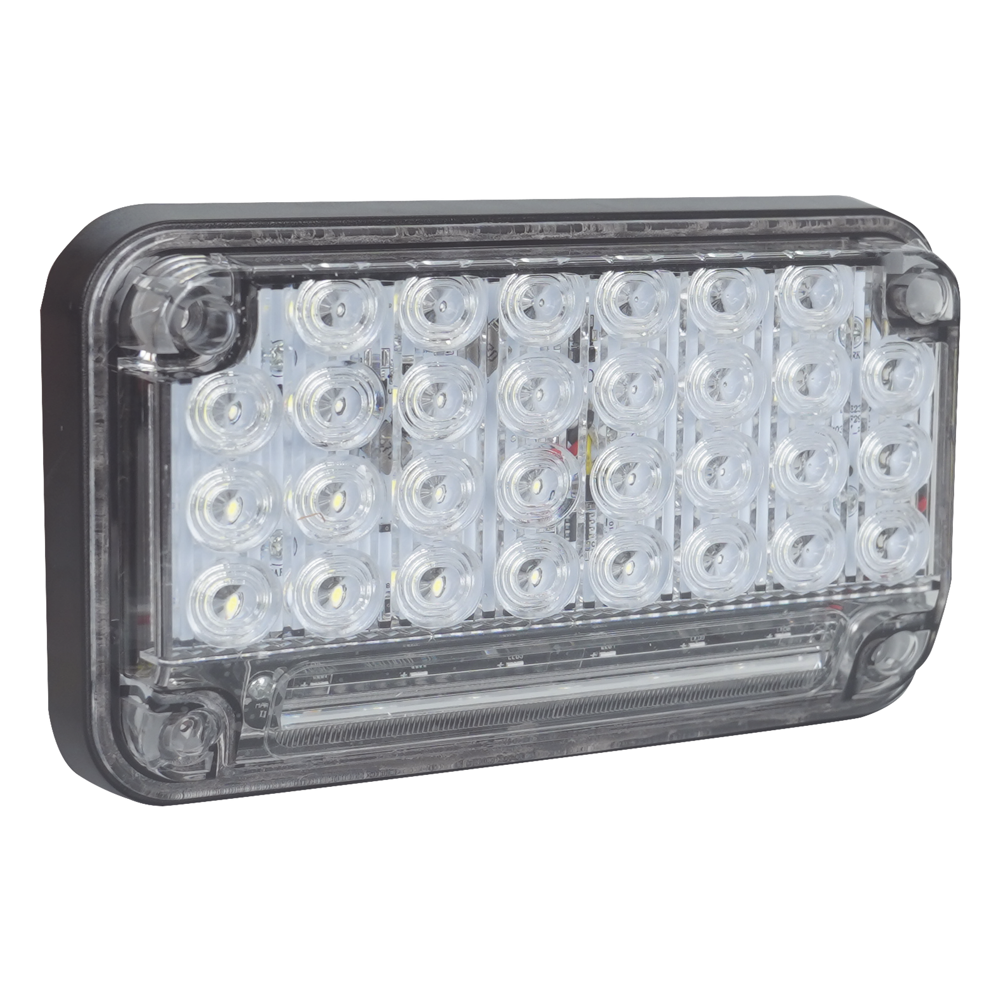 Luz de Advertencia LED / 66 LEDs / 7x4" / 12 VCC / 10 Patrones de Destello / Montaje Permanente / Color Claro — EPCOM INDUSTRIAL SIGNALING · SKU XLTE2335W
