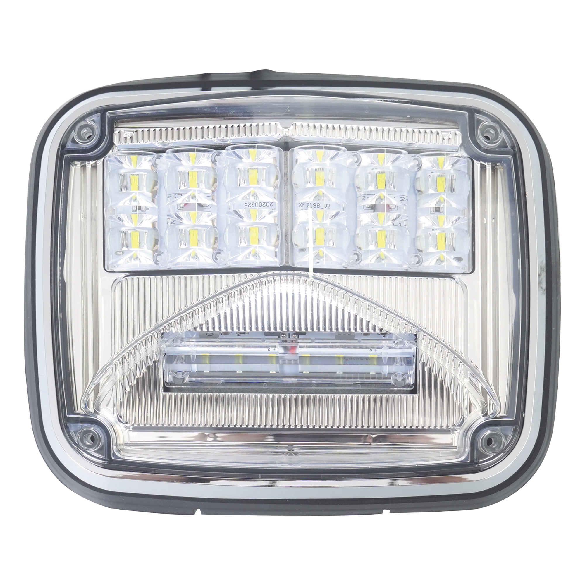 Luz de Advertencia LED / 6 LEDs Ultra Brillantes / 11 Patrones de Destello / IP67 / 12-30 VCC / 7.9" x 6.3" (20.1 x 16 cm) / Luz de Trabajo Blanca Integrada — EPCOM INDUSTRIAL SIGNALING · SKU XLTE1755W
