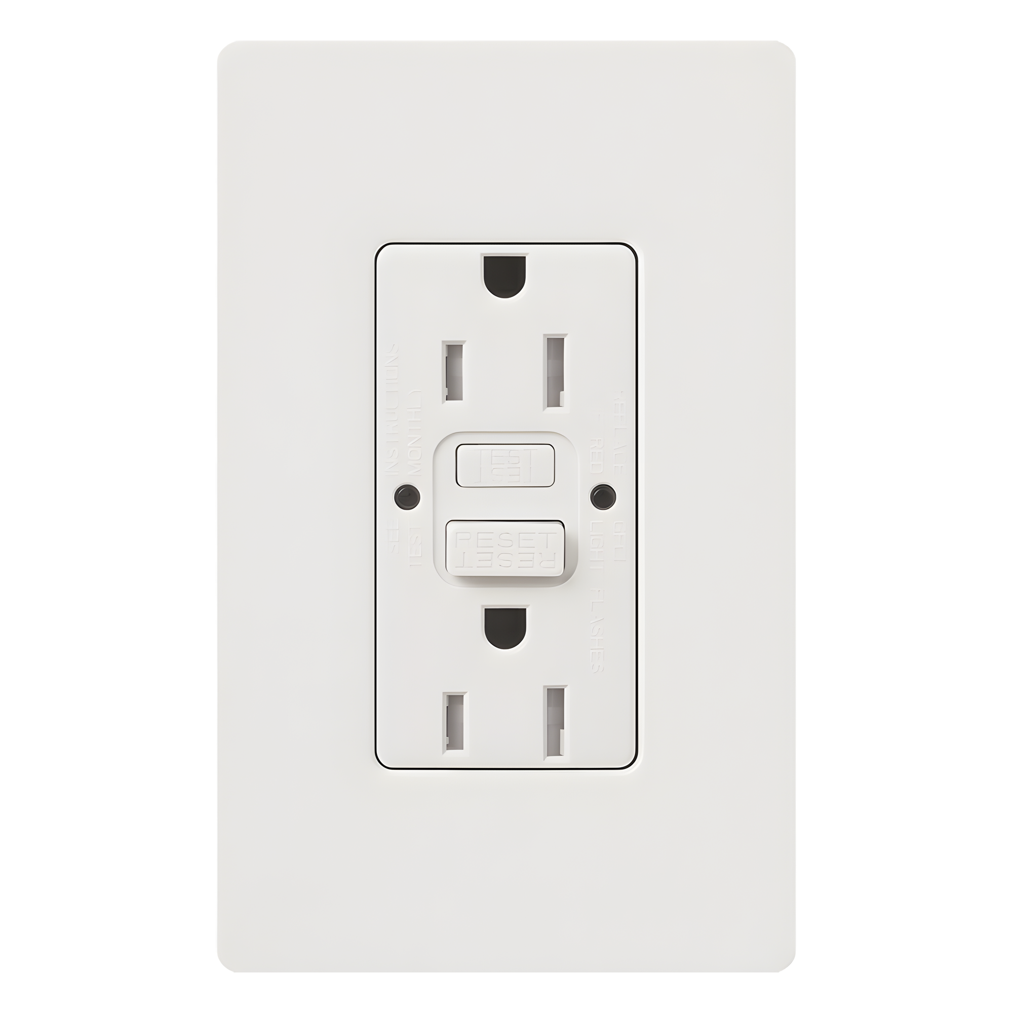 Tomacorriente Dúplex GFCI / 15 A / 125 V / Autocomprobable / Resistente a Manipulaciones / Indicadores LED / Cara Decorador — LUTRON ELECTRONICS · SKU CAR15GFSTWHS