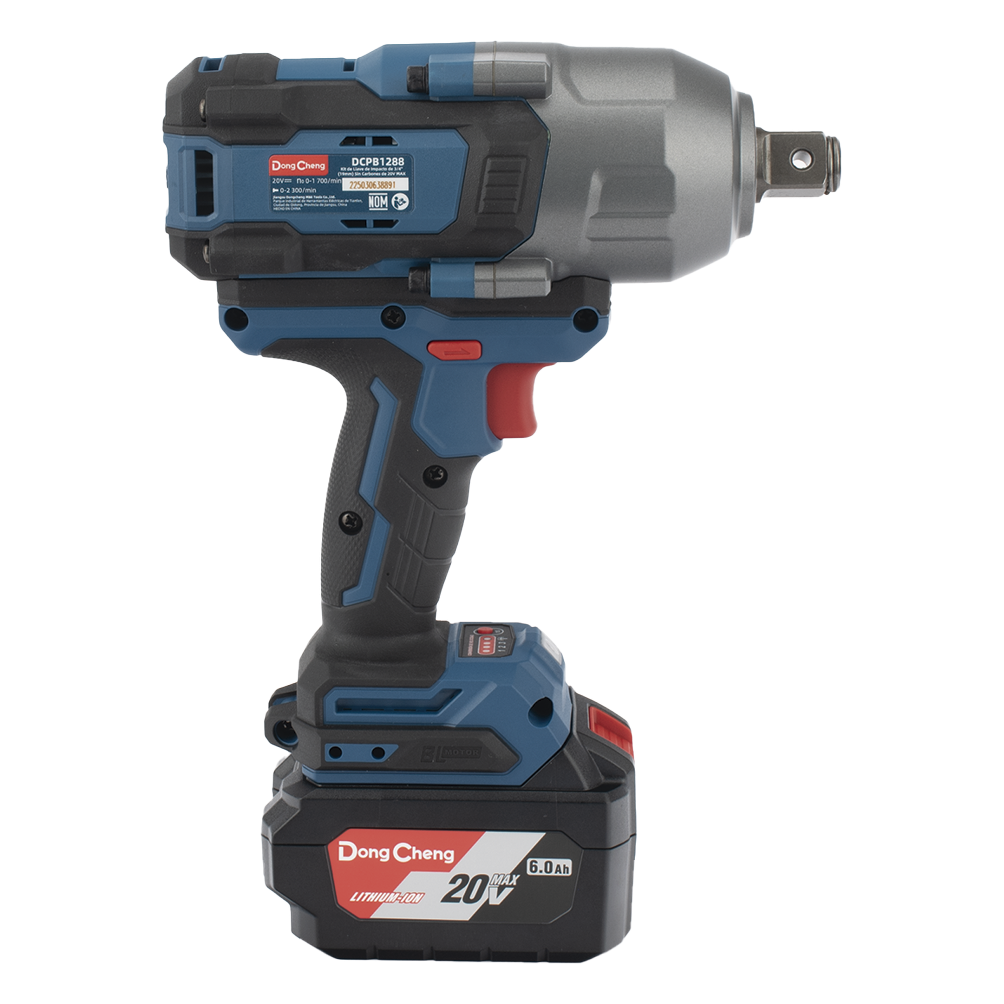 Llave de Impacto Inalámbrica / 20V / Entrada 3/4 in / Par Máximo 1700 Nm / 3 Velocidades / 2 Baterías 6.0 Ah