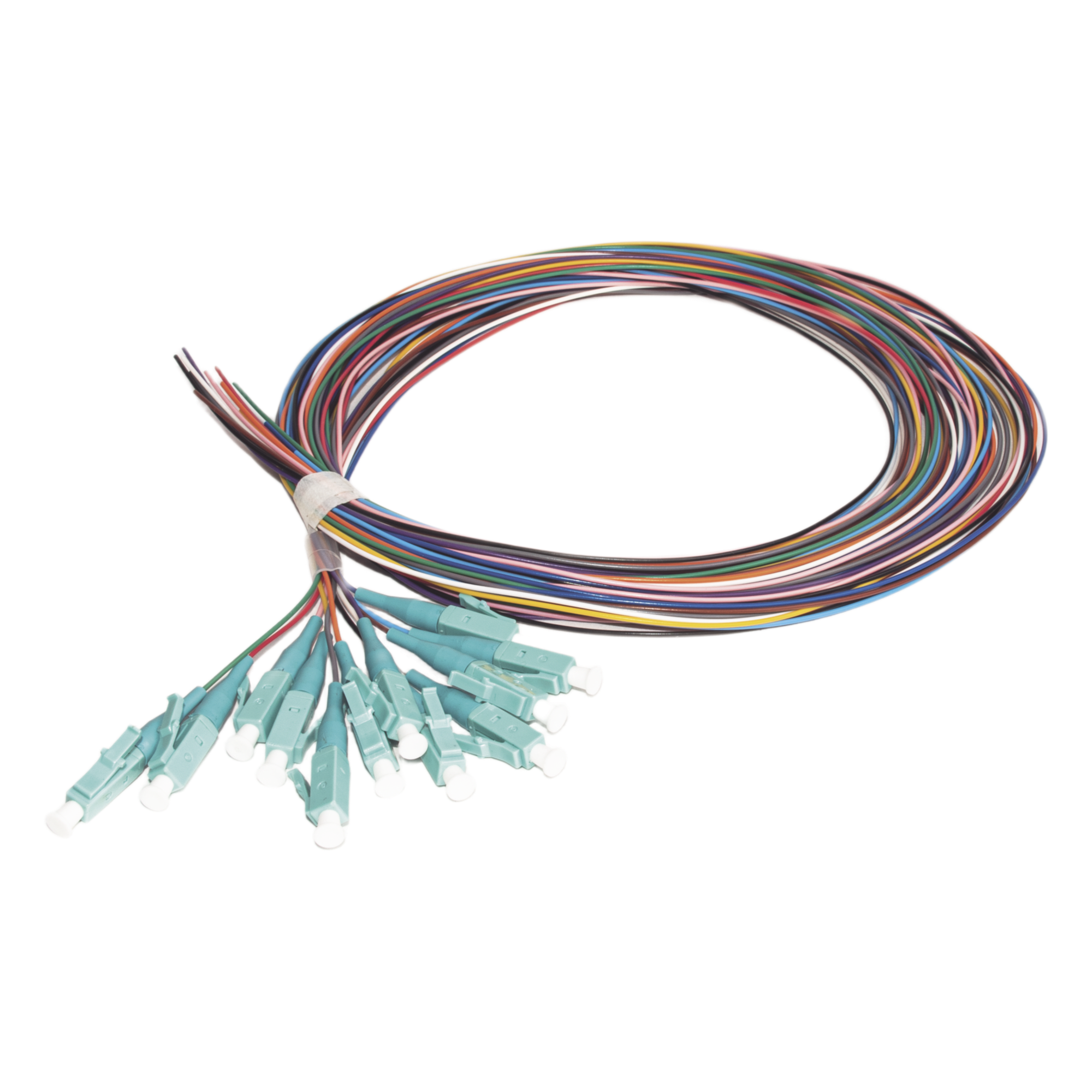 Kit de Pigtails / OM3 50/125 / LC Duplex / 2 m (6.56 ft) / 12 Piezas / Aqua — LINKEDPRO BY EPCOM · SKU LP-FO-MM-PIG-12-LC
