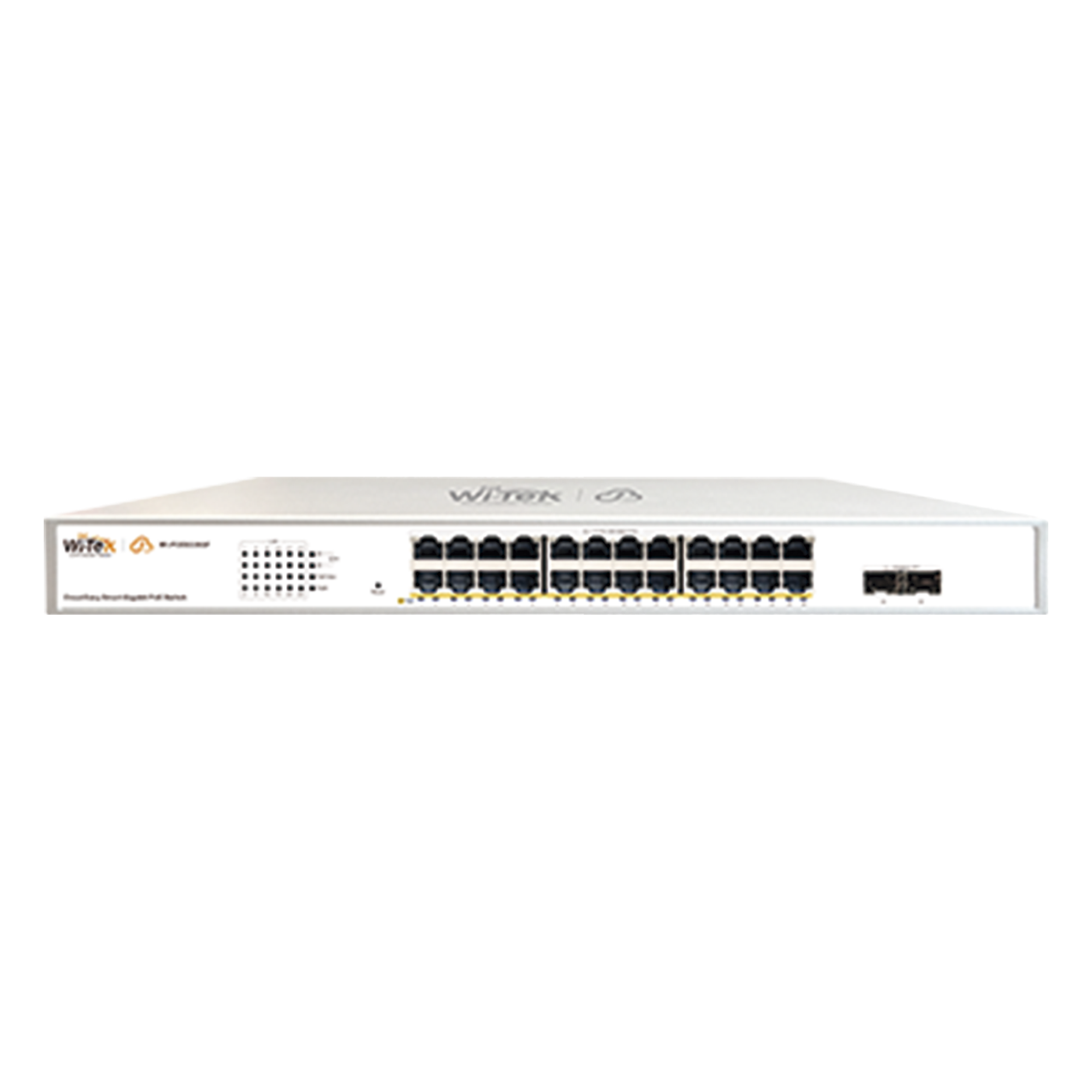 Switch Administrable PoE / 24 Puertos Gigabit PoE af/at / 2 x SFP Gigabit / 52 Gbps / Presupuesto PoE 370 W / Administración Cloud — WI-TEK · SKU WI-PCES326GF