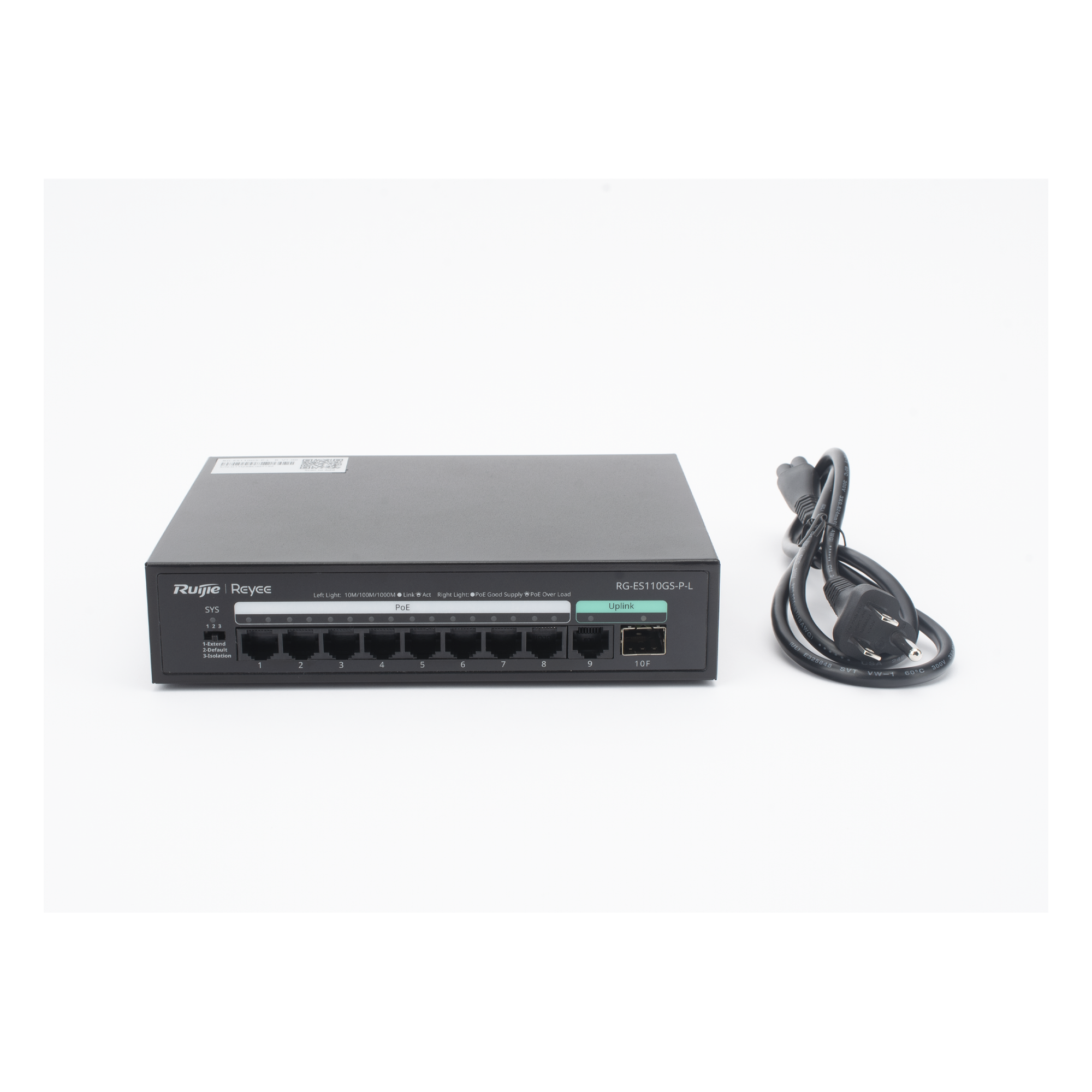 Switch PoE+ / 8 Puertos Gigabit / 2 Uplink GE+SFP / 120W / Sin Ventilador / 20 Gbps / 4 kV