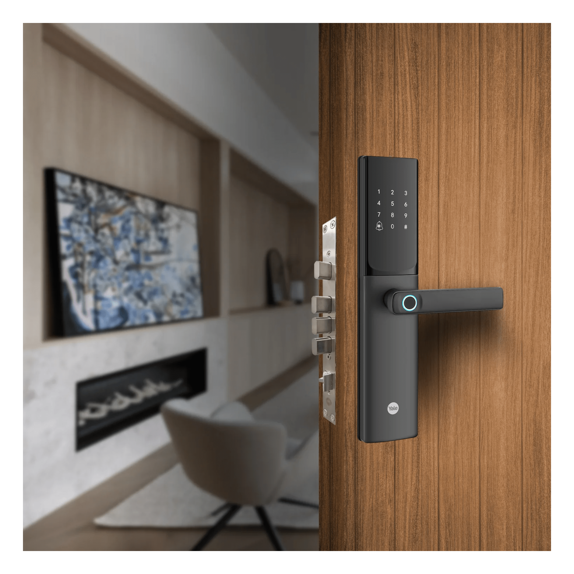 Cerradura Digital / Sensor de Huella con IA / 100 Huellas y 100 Códigos / IP54 / Bloqueo Automático / Modo Niños — YALE-ASSA ABLOY · SKU MX83425