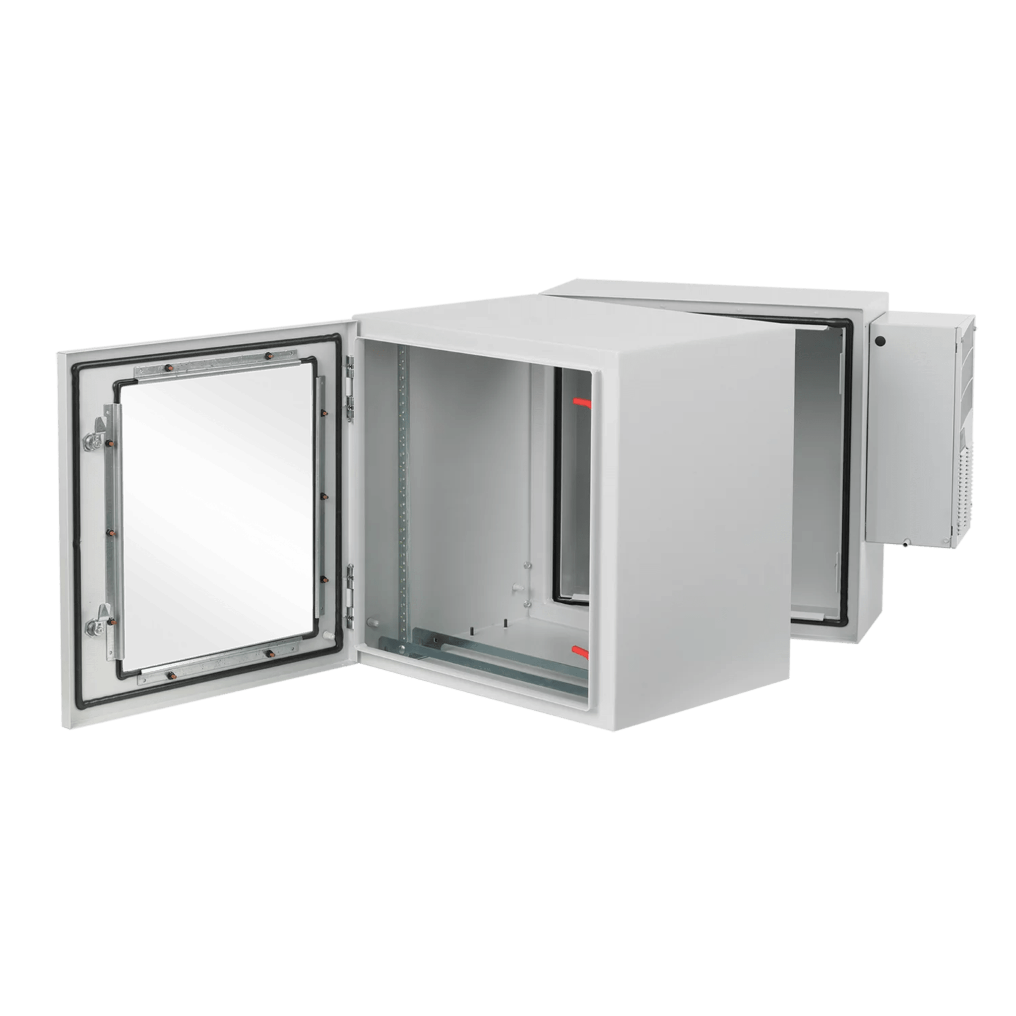 Gabinete Industrial 19" / 36 UR / Doble Puerta Abatible con Ventana / Aire Acondicionado 800 BTU / NEMA 4/12 / IP66 / IK10 / Acero — HOFFMAN · SKU PTHW362428G2A