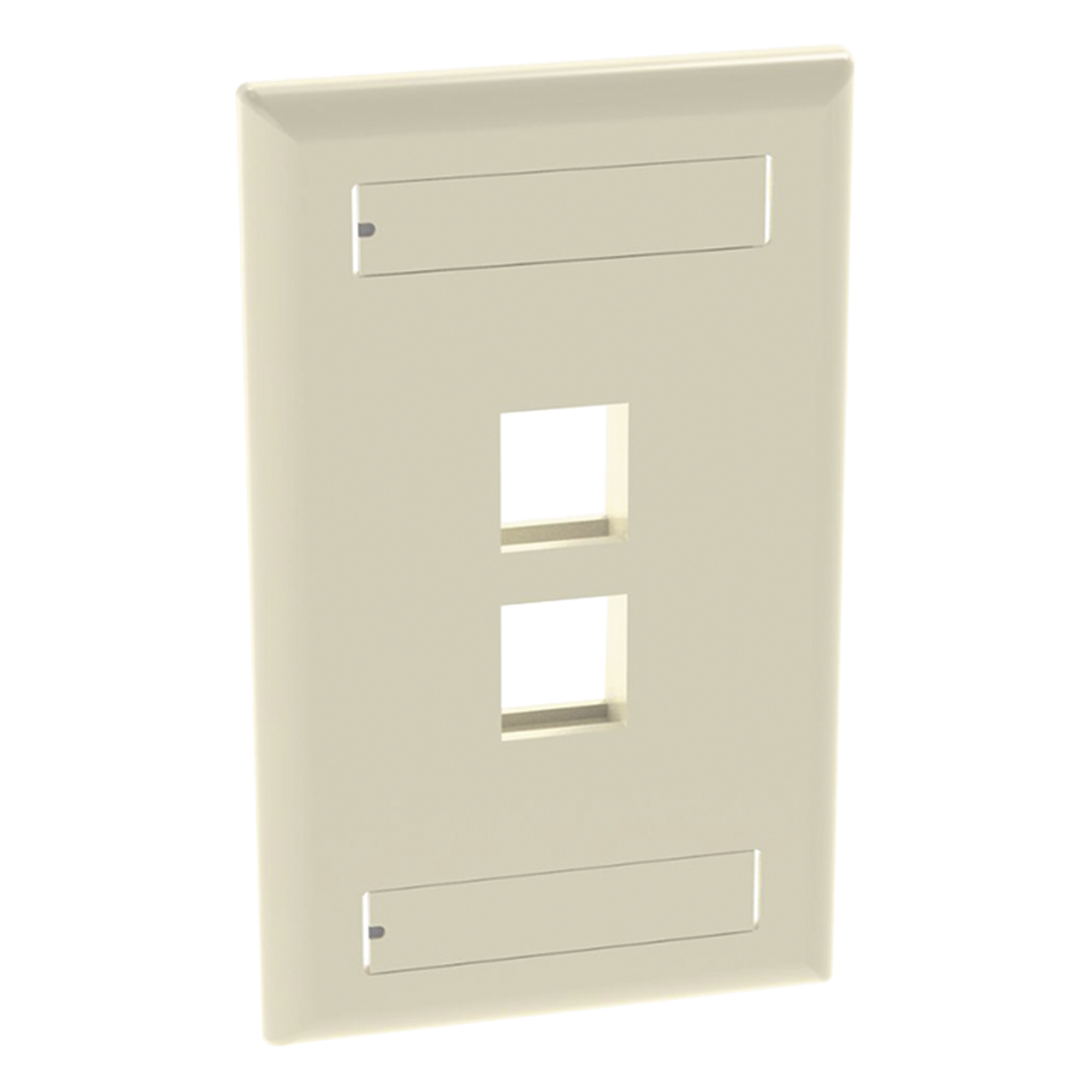 Placa de Pared Vertical / 2 Puertos Keystone / Diseño Plano / 69.8 x 114.3 mm / 2.75 x 4.5 pulg. / Color Marfil