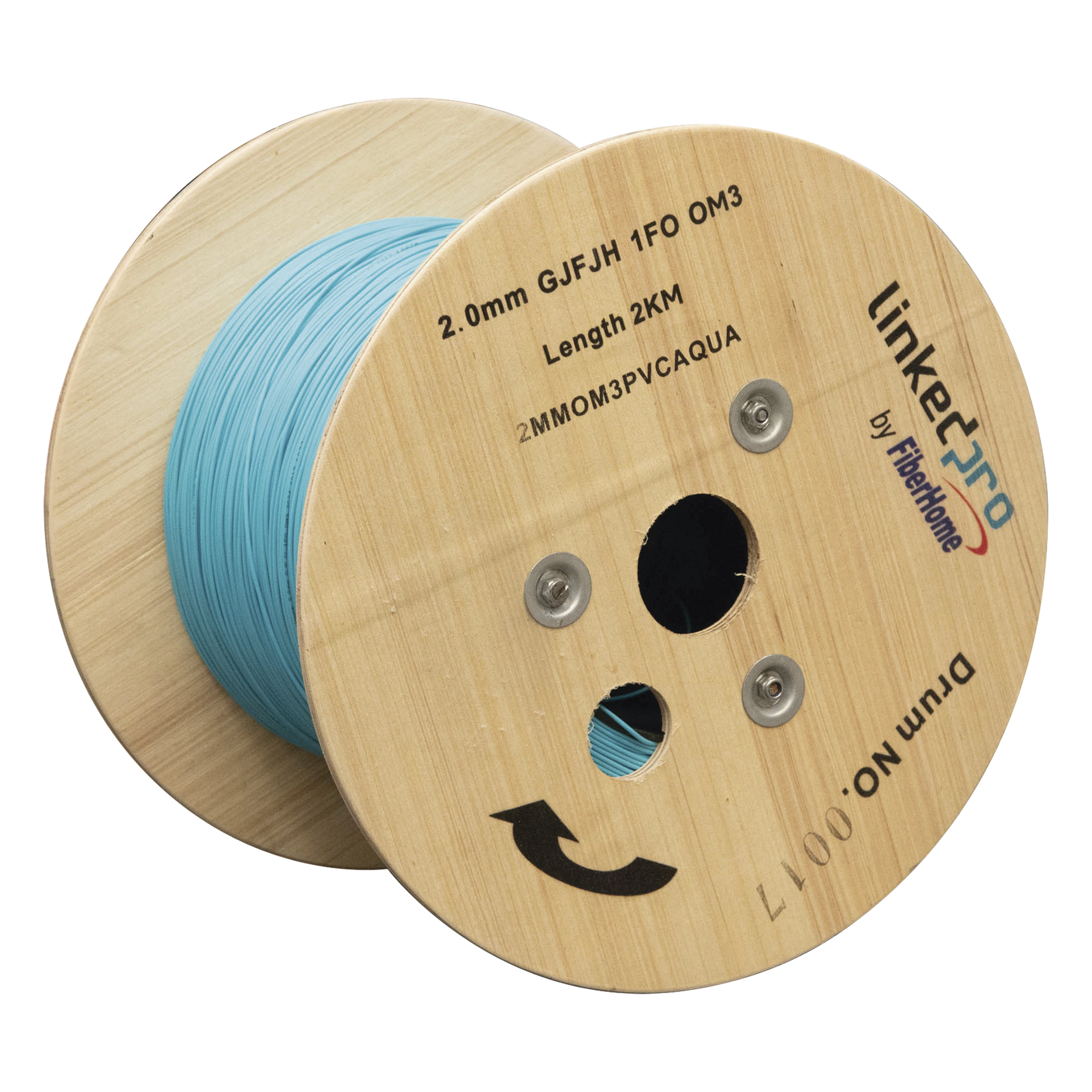 Cable de Fibra Óptica / Multimodo OM4 / Simplex / Tight Buffer 0.9 mm / Diámetro 2.0 mm / PVC / 2 km (6561.7 ft) por Tramo — LINKEDPRO BY EPCOM · SKU 2MMOM3PVCAQUA