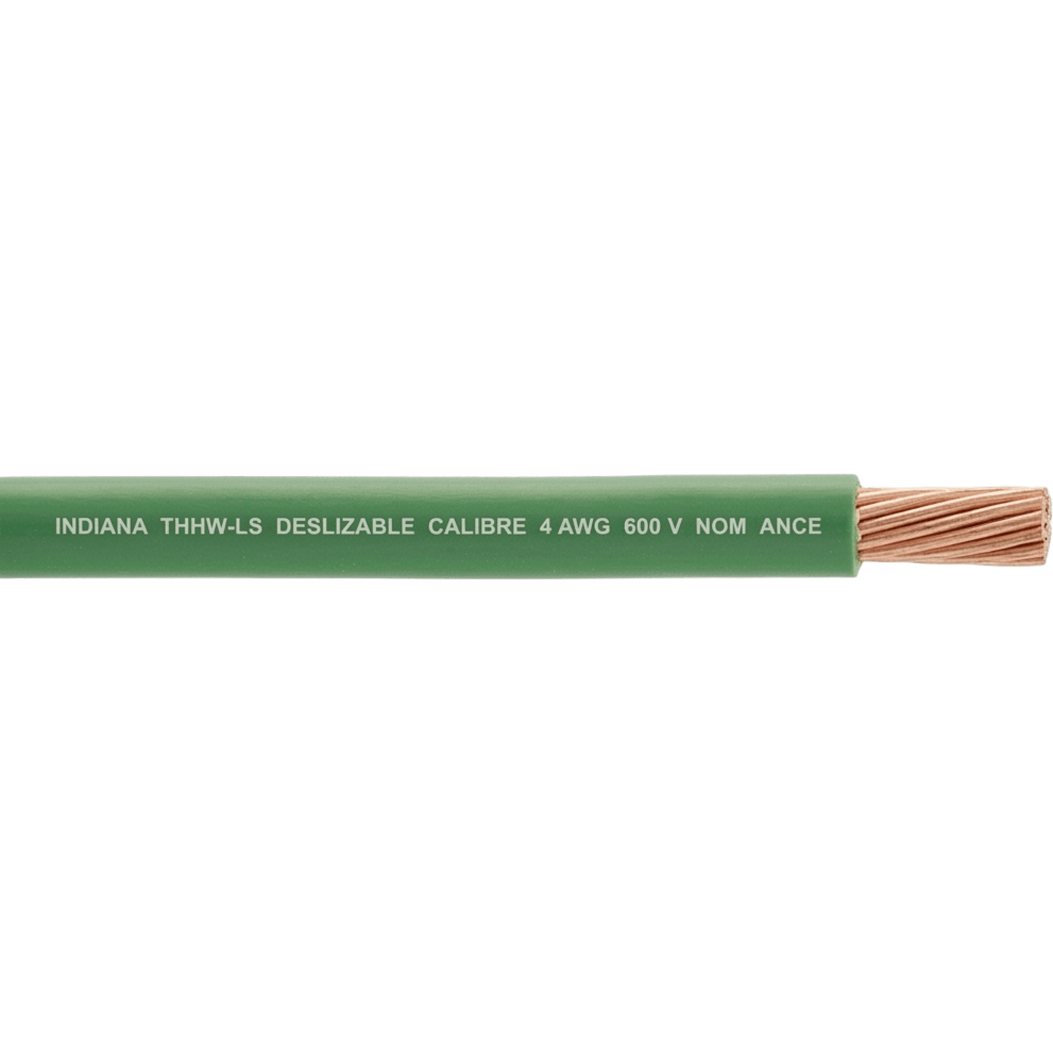 Cable THW-LS / Calibre 4 AWG / 19 Hilos / 90°C Seco / 75°C Mojado / Verde / Venta por Metro — INDIANA · SKU SLY-287-GRN