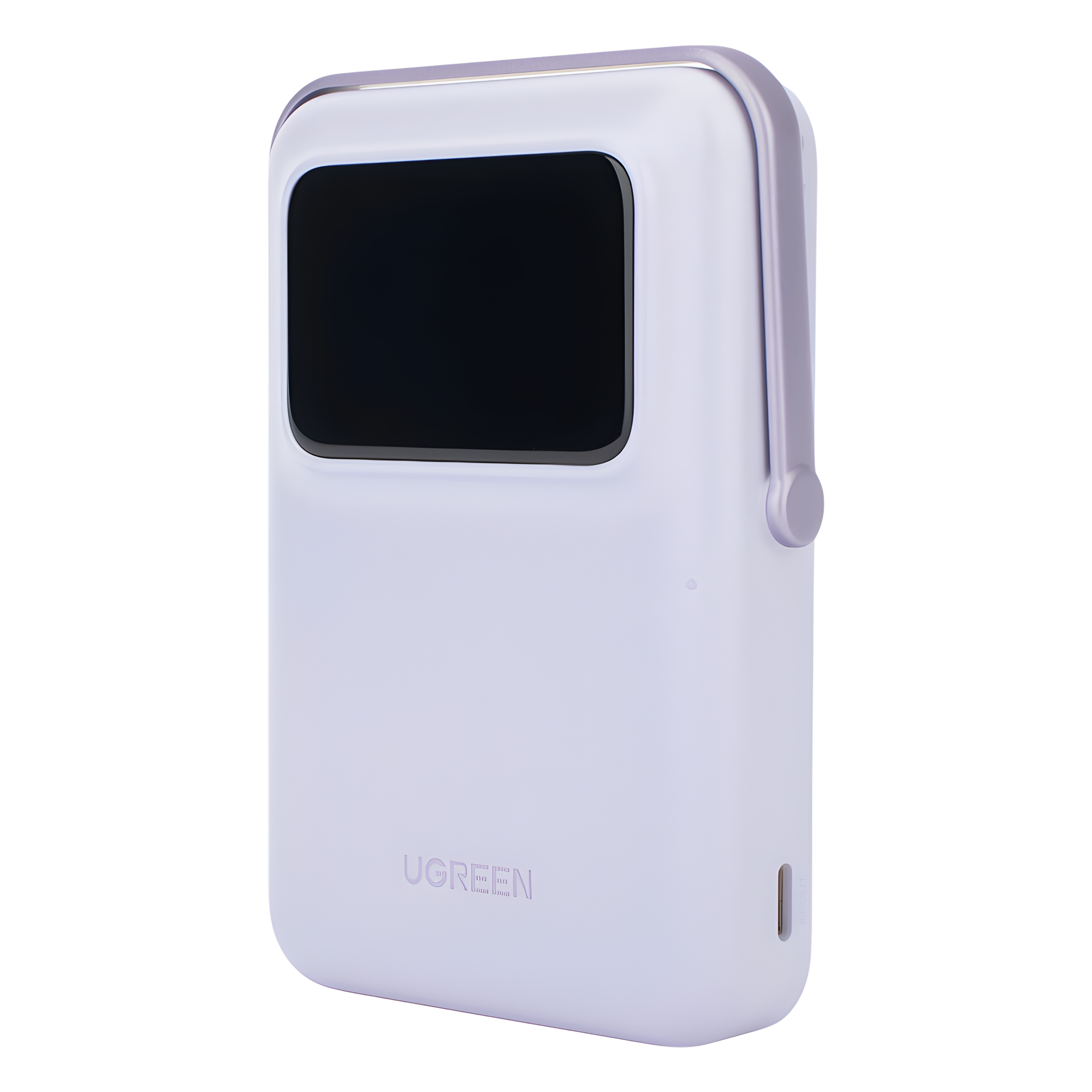 Power Bank Serie UNO Inalambrico | 10000mAh | 7.5W/20W  |  Con Emojis de Estado | Carga Rápida USB-C Bidireccional  | Pantalla TFT  Inteligente | Con Holder | Color Purple.