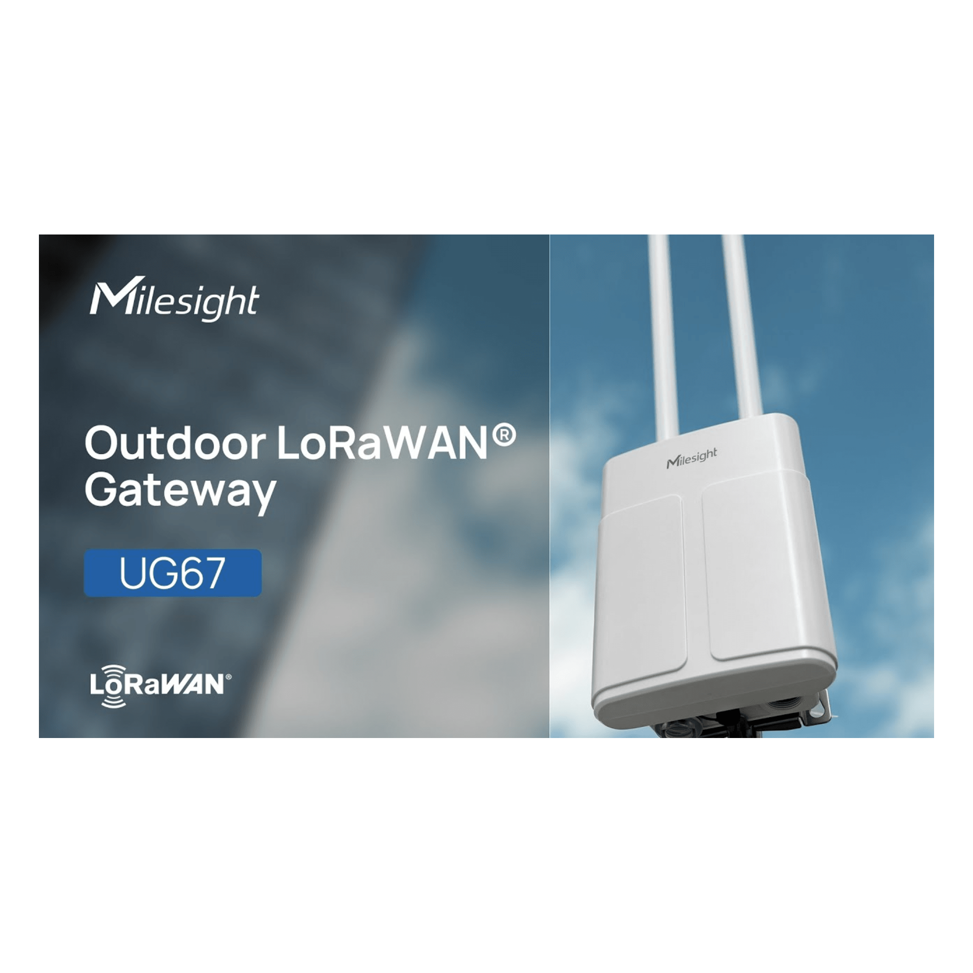Gateway LoRaWAN para Exterior / 8 Canales / IP67 / 4G LTE / GNSS / PoE / Alcance 15 km (49,212.6 ft) / para BMS con BACnet y Modbus — MILESIGHT · SKU UG67L08GL915M